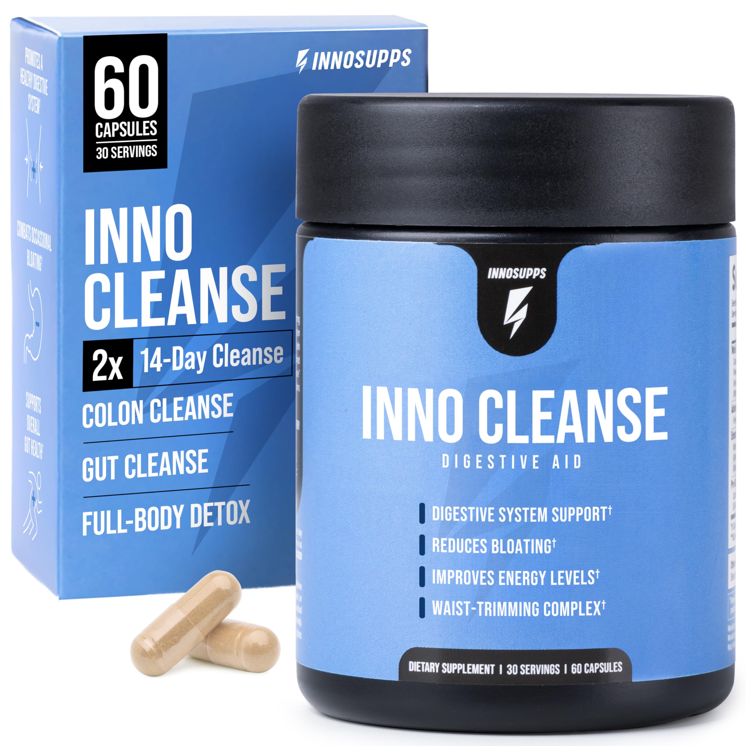 InnoSupps Inno Cleanse 14 Day Colon & Detox Flush, Waist Trimming Complex, Gut Cleanse, Digestive System Support, Stool Softener & Reduced Bloating
