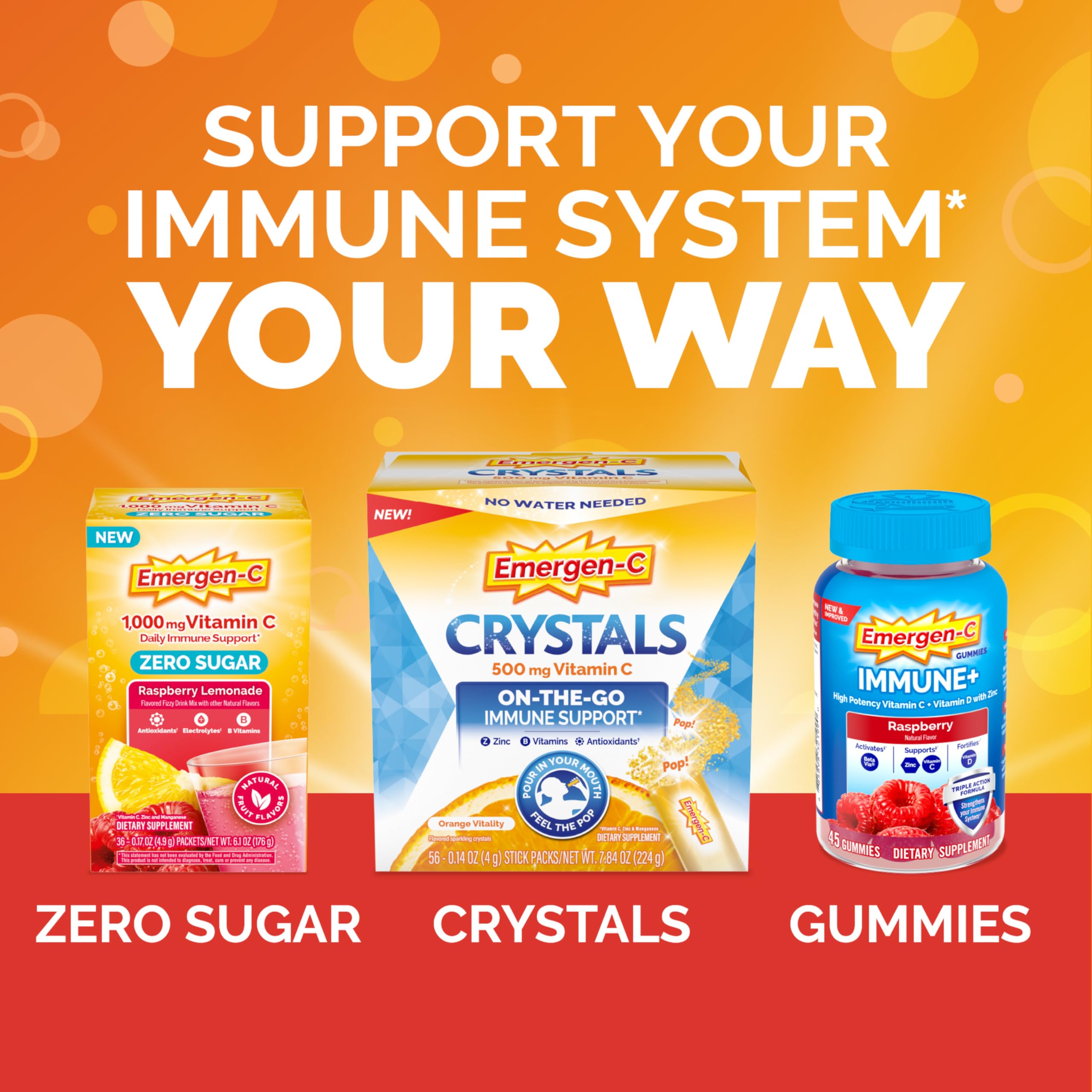 Emergen-C Citrus-Ginger Fizzy Drink Mix, Turmeric and Ginger, Immune Support, Natural Flavors