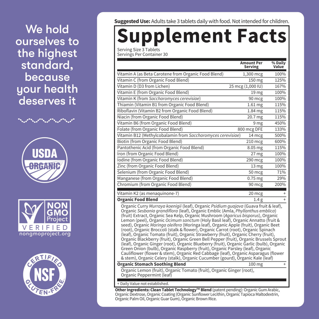 Garden of Life Organics Prenatal Multivitamin with Folate, B6, B12, D3 & Iron – Prenatal Vitamins for Women with Energy Metabolism Support for Healthy Fetal Development