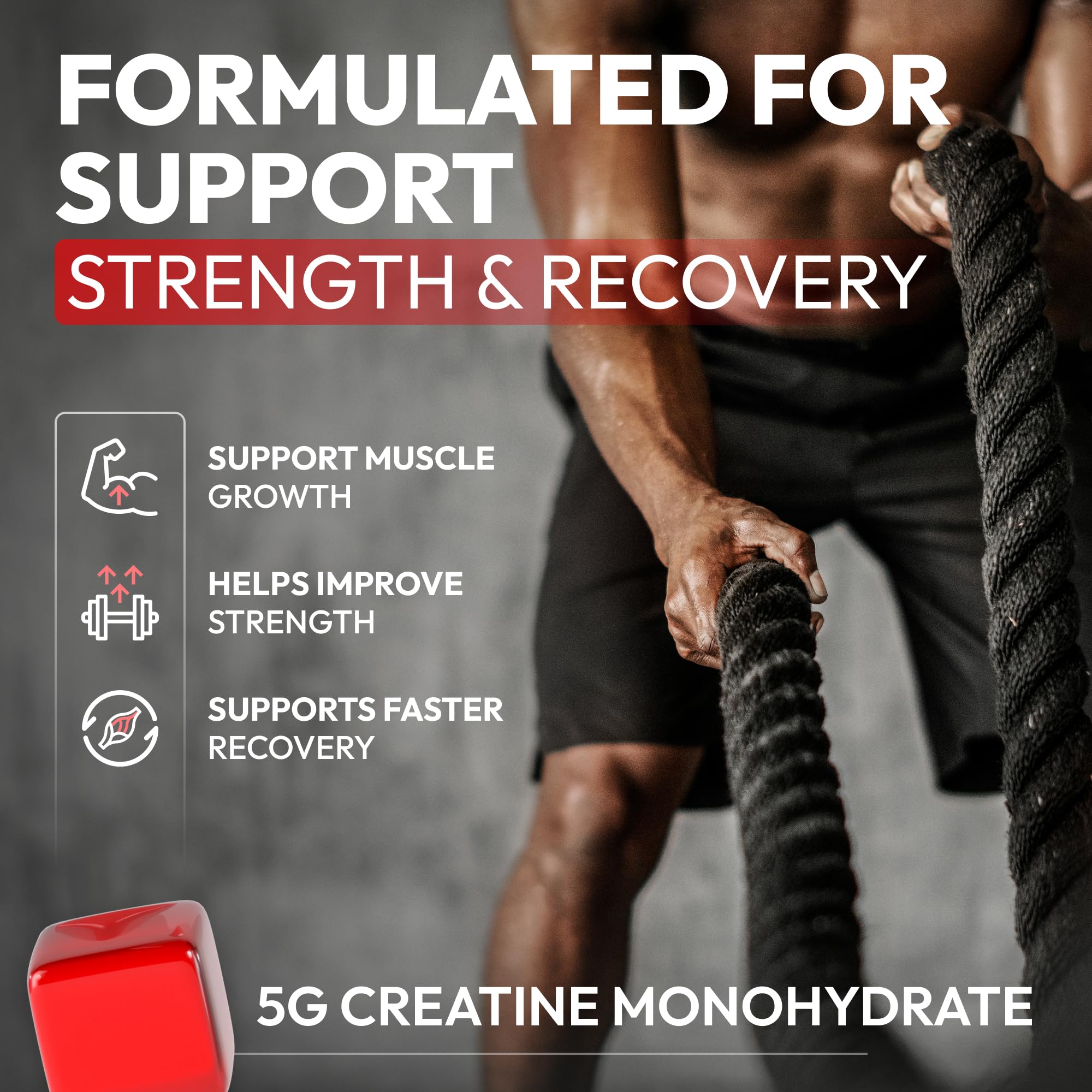 Creatine HCL for Adults 120 Gummies 6200mg - HCL Creatine Advanced Complex with L-Taurine + Vitamin B12 for Men & Women Muscle Strength & Builder, Energy Boost,