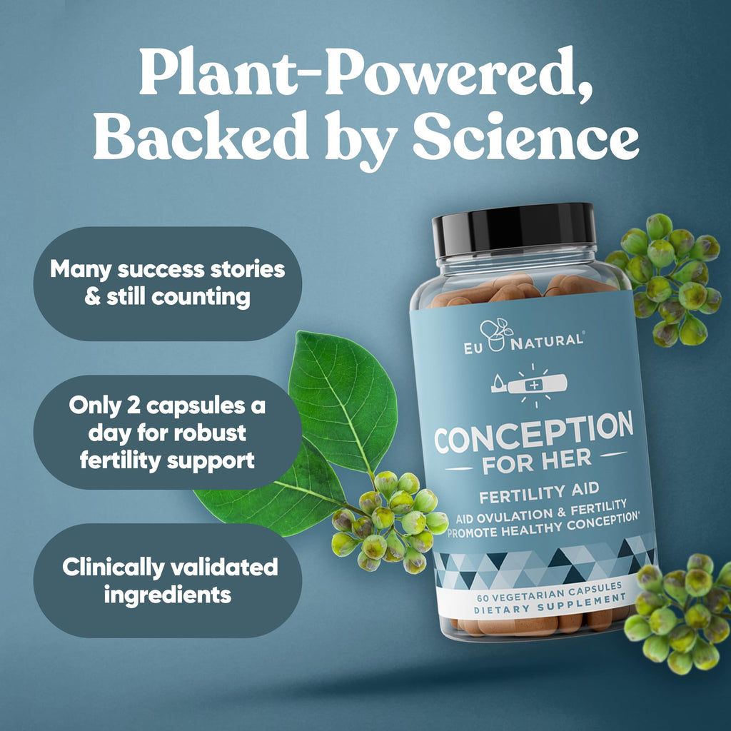 Eu Natural Conception for Her Fertility Supplements for Women - Ovulation, Hormonal Balance & Regular Cycle Support - Myo-Inositol, Folate, Folic Acid & Vitex - 60 Vegetarian Capsules Eu Natural Au supplements