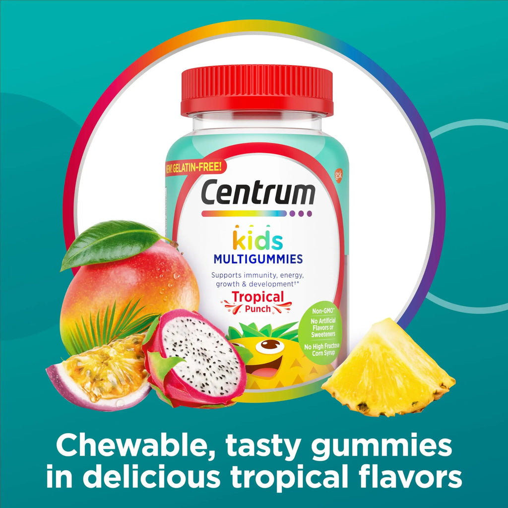 Centrum Kids Multivitamin Gummies, Tropical Punch Flavor Made With Natural Flavors, Stocking Stuffer, 150 Count, 150 Day Supply Centrum Au supplements