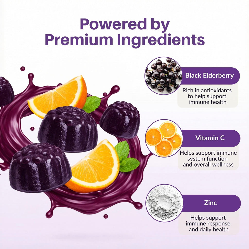 Sambucol Elderberry Gummies - Immune Support Supplement for Adults & Kids with Vitamin C & Zinc, Sambucol Elderberry