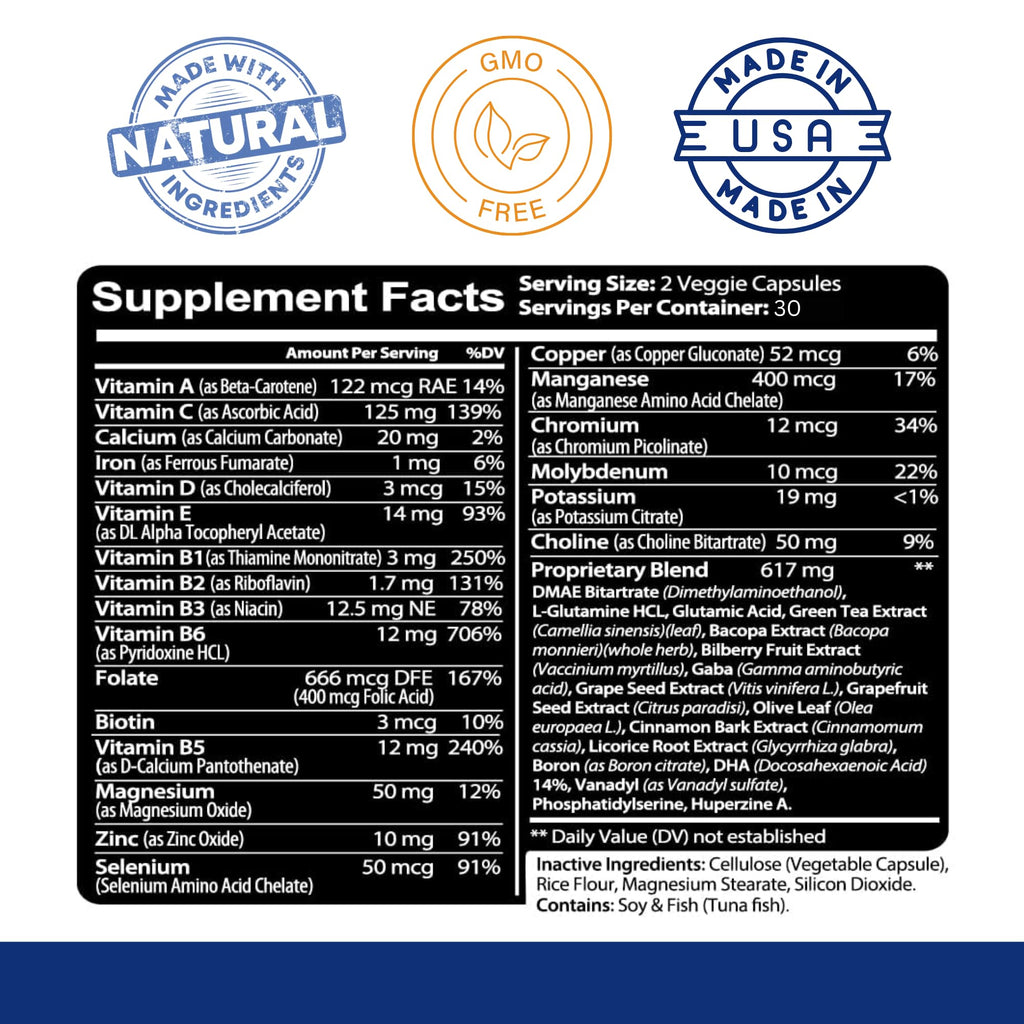 Kaya Naturals - Neuro Brain for Memory & Focus - Nootropic Energy Capsule - Nootropic Brain Support Supplement - Focus & Concentration & Learning Accuracy - Cognitive Function - 60 Count Kaya Naturals Au supplements