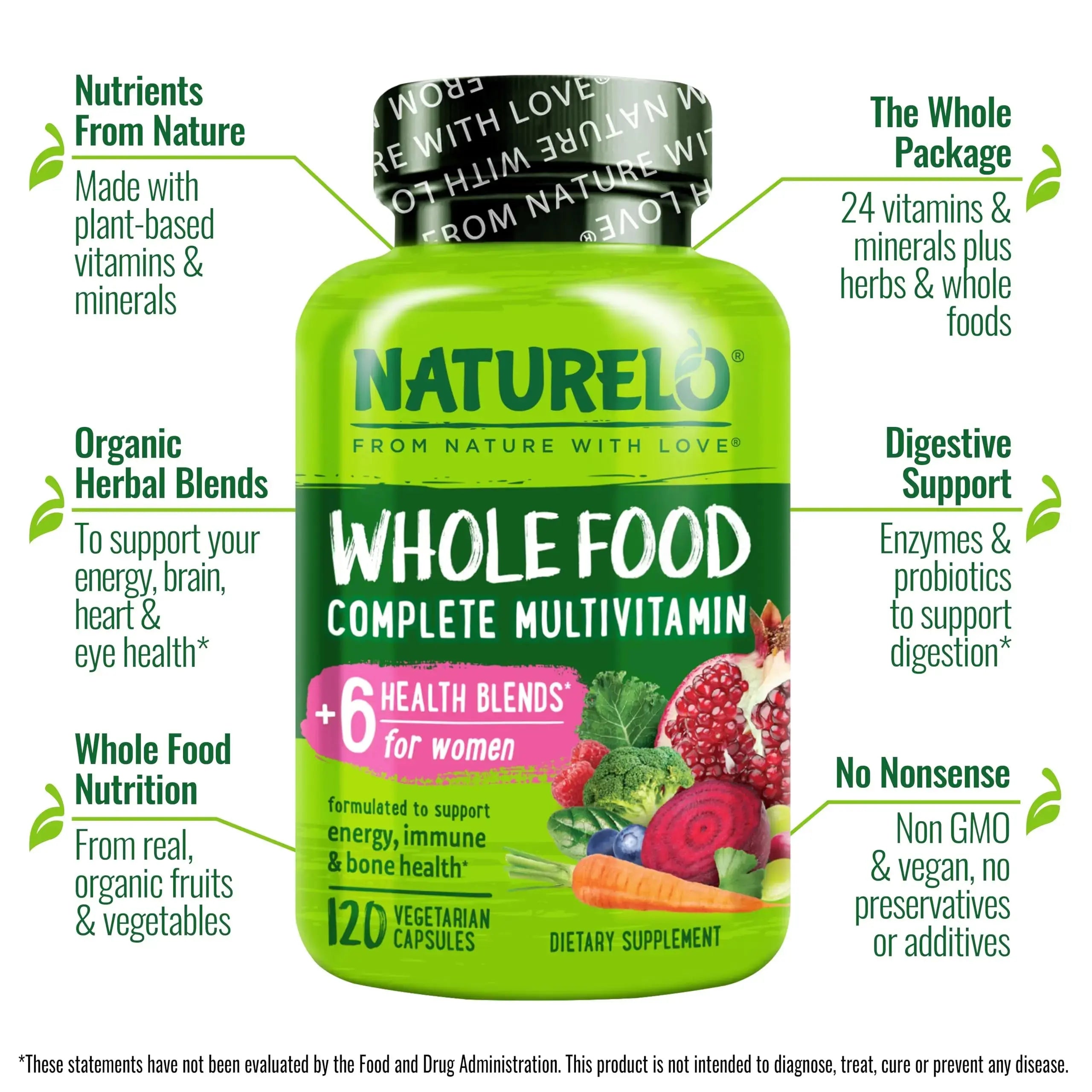 NATURELO Whole Food Multivitamin for Women - 120 Capsules and Whole Food Multivitamin for Men - 120 Capsules Bundle NATURELO Au supplements