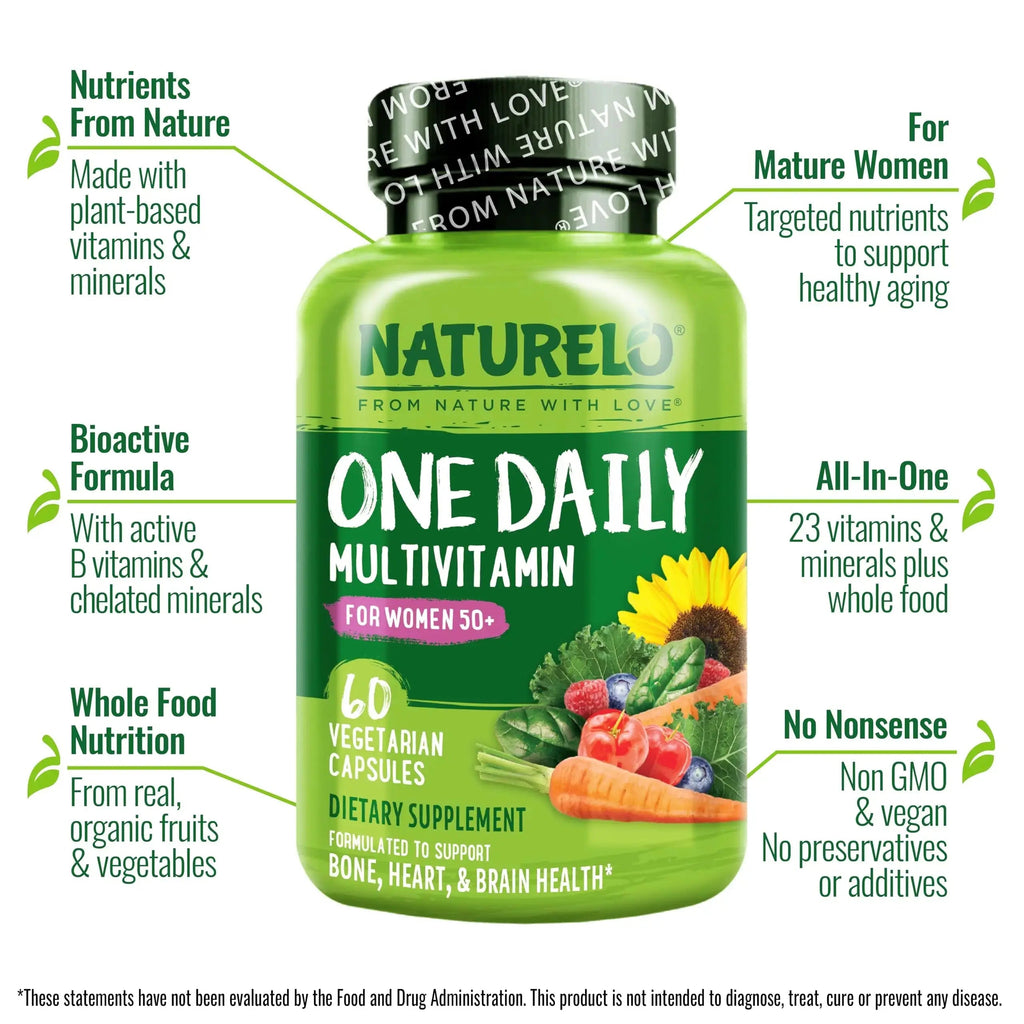 NATURELO One Daily Multivitamin for Men 50+, 60 Capsules and One Daily Multivitamin for Women 50+ (Iron Free), 60 Capsules Bundle - 2 Month Supply NATURELO Au supplements