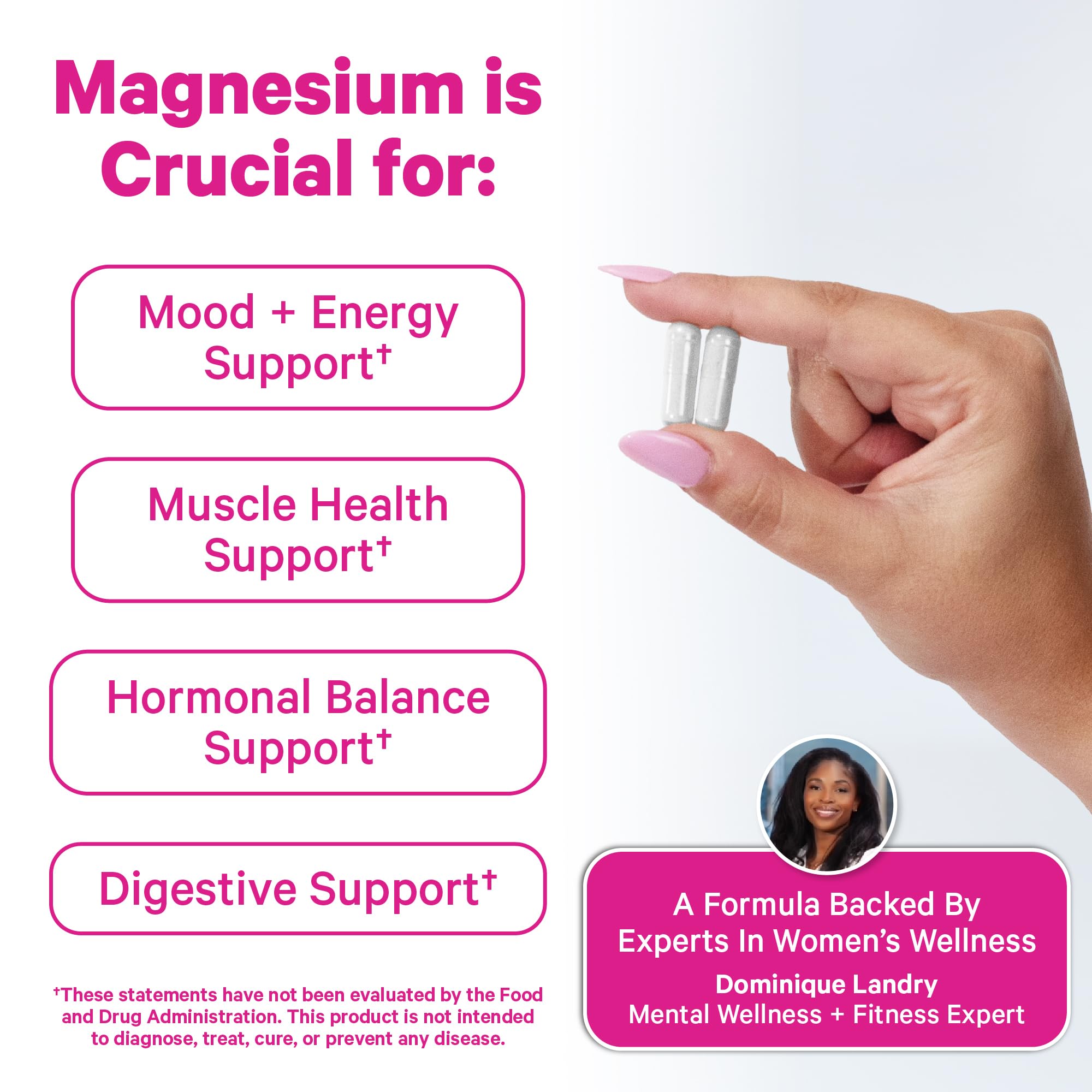 Pink Stork Magnesium Glycinate with Vitamin D - Magnesium Supplement for Women to Support Natural Calm, Mood, and Sleep - Hormone Balance for Women - 60 Capsules, Berry Essence, 1 Month Supply Pink Stork Au supplements