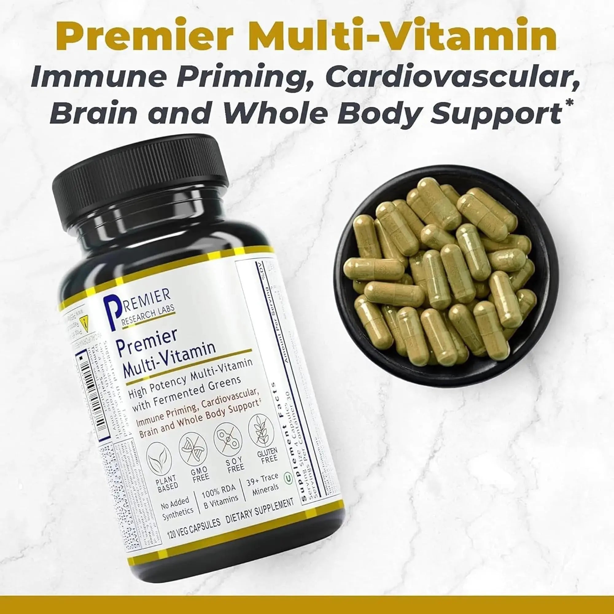 Premier Research Labs Multi-Vitamin - Immune, Brain & Heart Support | with Prebiotics and Postbiotics | Vegan Capsules for Men & Women Premier Research Labs Au supplements