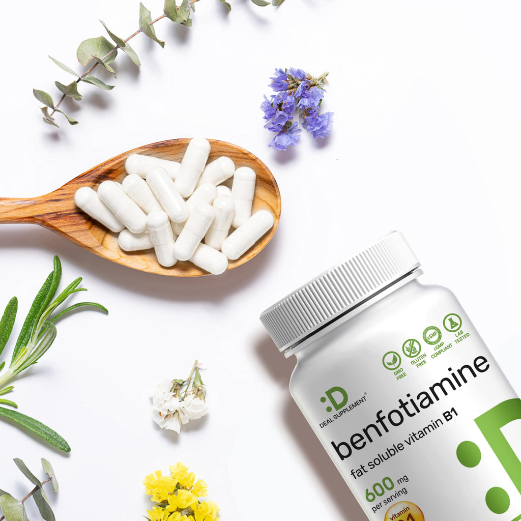 Benfotiamine 600mg Per Serving, 180 Veggie Capsules (300mg Per Cap) – Fat Soluble Vitamin B1 Thiamine Supplement