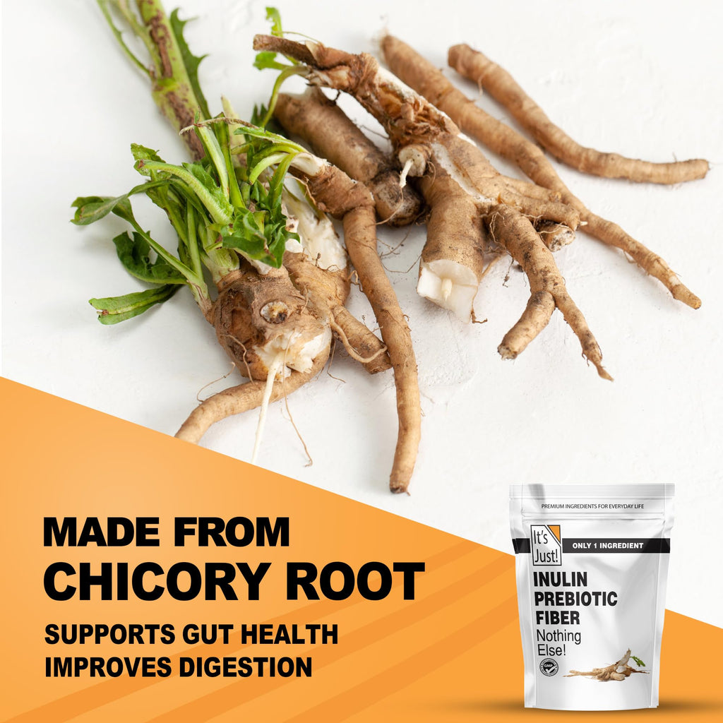 It's Just! - Inulin Prebiotic Fiber, Water Soluble, Chicory Root Powder, Promotes Gut Health, Made in USA, Product of Belgium, Vegan/Keto Friendly