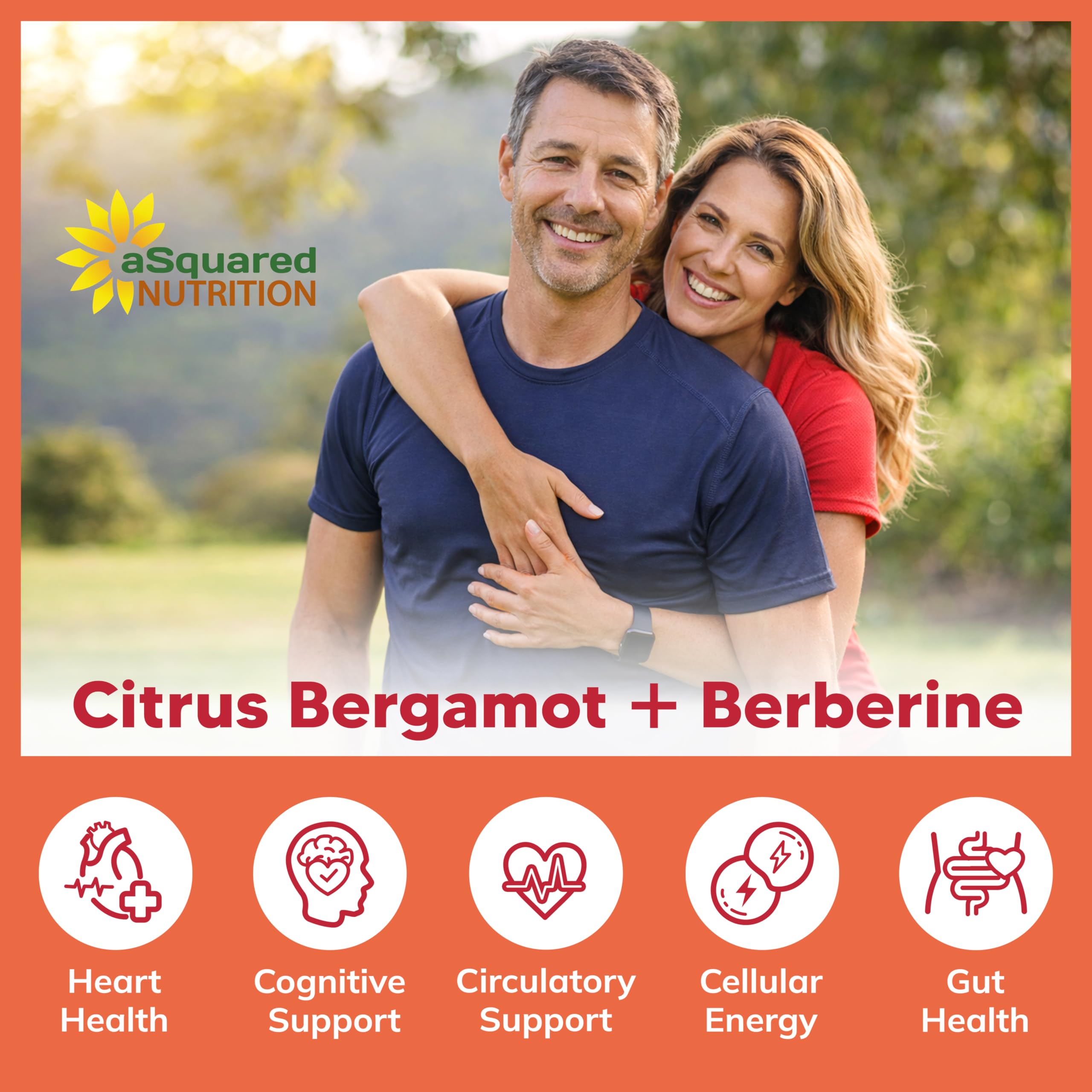 aSquared Nutrition Citrus Bergamot with Berberine Supplement - 1400mg Per Serving Max Strength Complex - 120 Capsules - Supports Cardiovascular Health