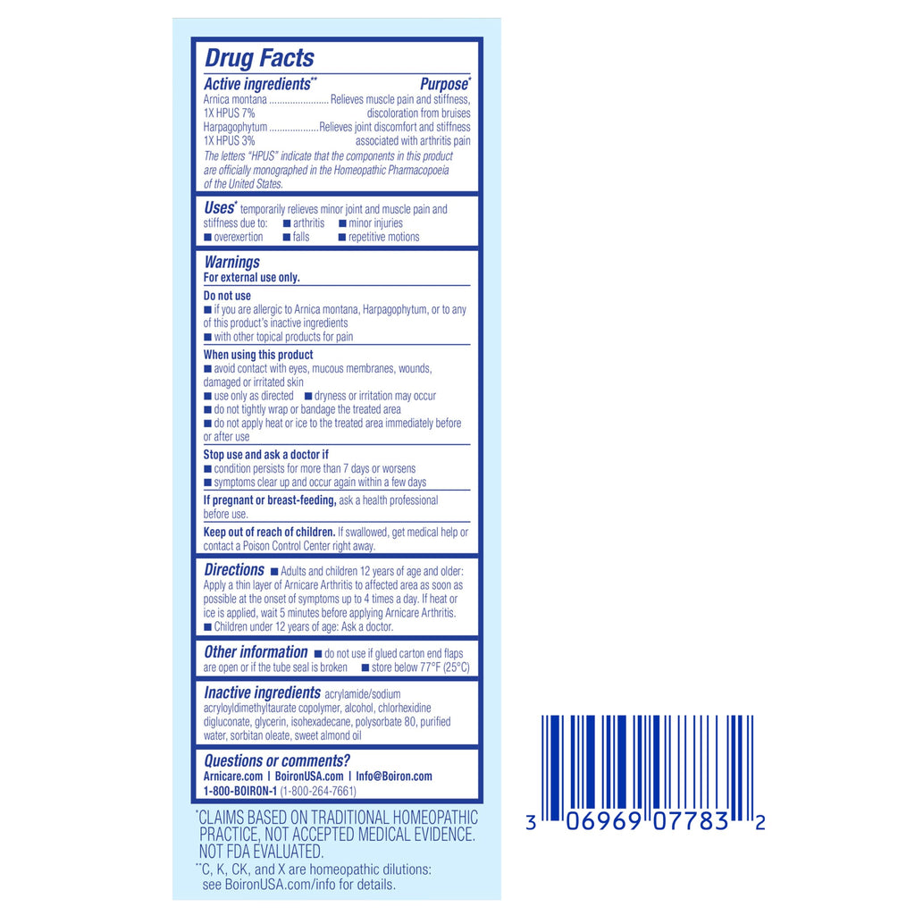 Boiron Arnicare Arthritis Cream Pump for Pain Relief of Knees, Hands, Wrists, Elbows, Joints & Muscles – Quickly Absorbed & Fragrance-Free – 4.2 oz Boiron Au supplements