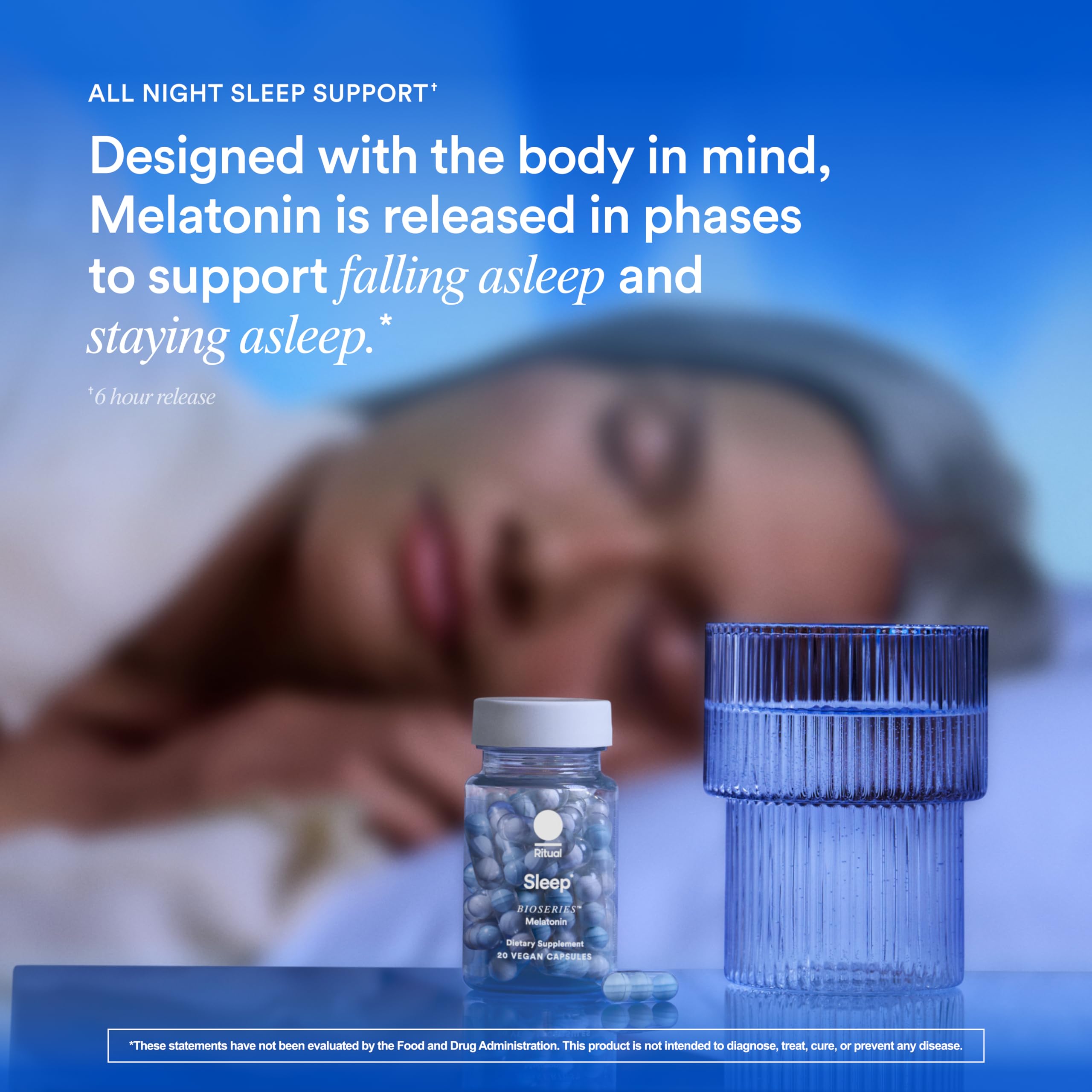 Ritual Sleep BioSeries™ Melatonin: Sleep Aid for Adults, Sleep Supplement with Time Released Capsules, Drug Free Sleep Vitamins for Adults for All Night Sleep Support, 20 Capsules Ritual Au supplements