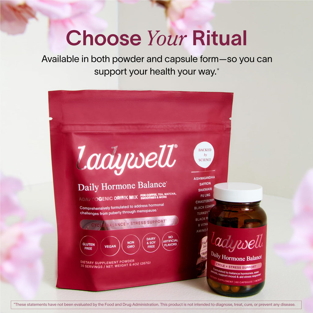 Ladywell Daily Hormone Balance Capsules | Natural Cycle Support for Women | Supports Mood, Bloating, Cramps, Skin Health & Cravings | with Chasteberry, B Vitamins, Ashwagandha, Saffron & More | 60 Ct Ladywell Au supplements