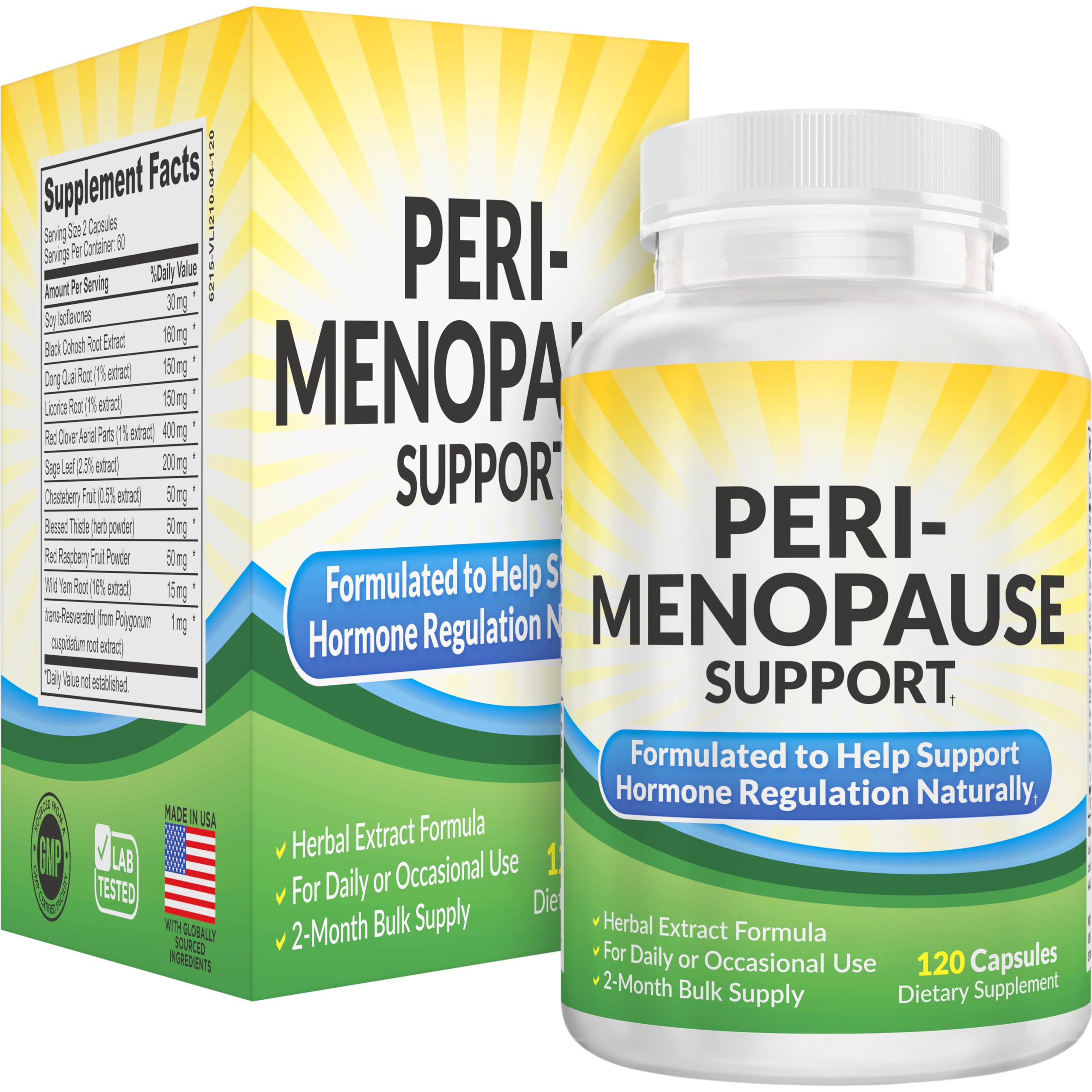 Perimenopause Support (2-Month) Supplement Blend | Women's Health & Hormone Support with 11 Herbs & Extracts | Female Hormonal Balance Supplements | 60-Day Bulk Supply | 120 Capsules Elevate Recovery Supplements Au supplements