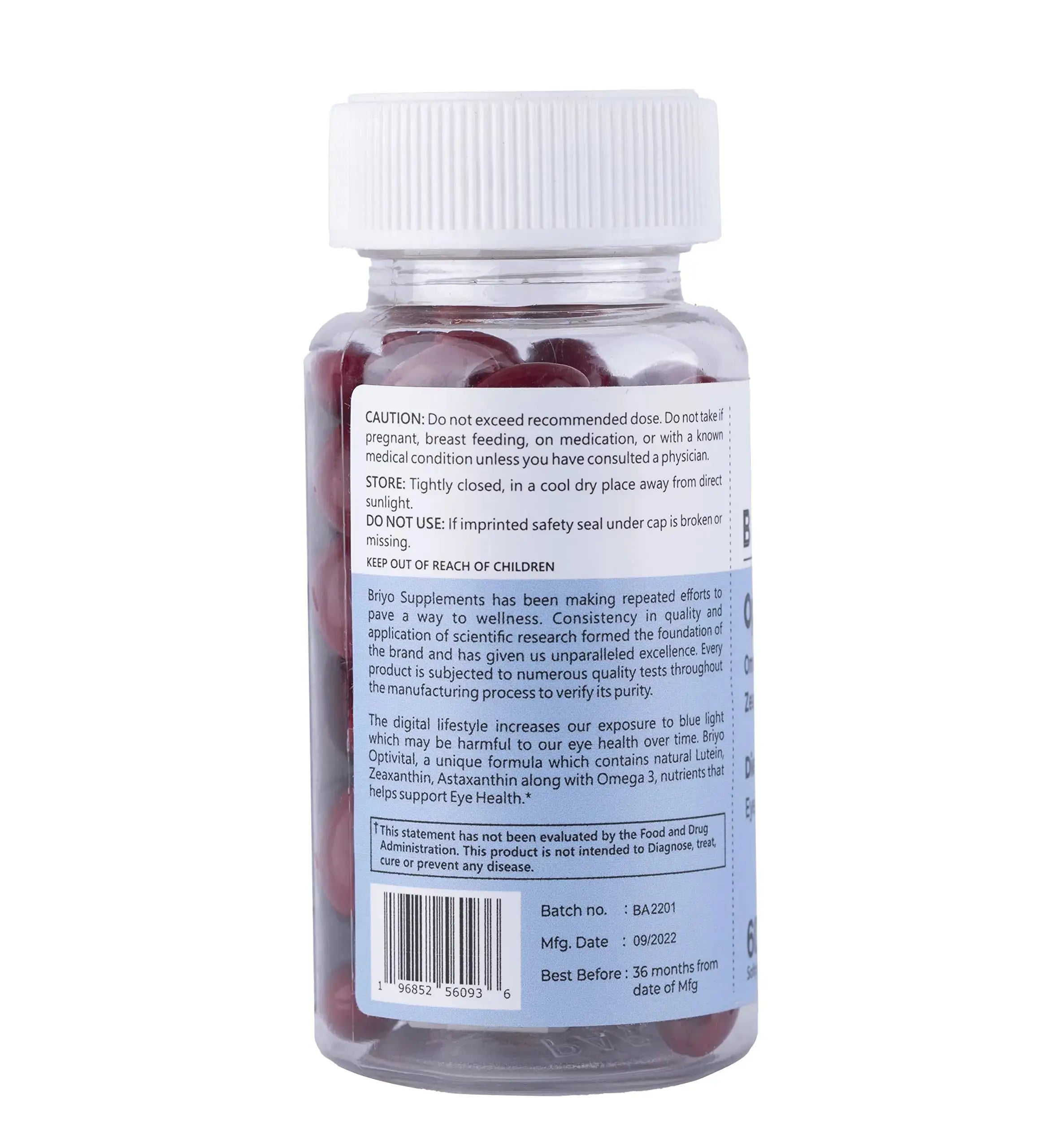 Briyo OptiVital Eye Health Supplement – Lutein, Zeaxanthin, Astaxanthin & Omega-3 from Natural Sources – Supports Vision Briyosis Au supplements
