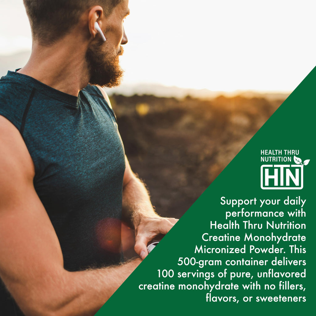 Health Thru Nutrition Creatine Monohydrate Micronized Powder – 500g Pure Unflavored – 5g Per Scoop – Workout Support, Muscle Fuel and Recovery Bulk Supplement | Non-GMO, Vegan Health Thru Nutrition Au supplements