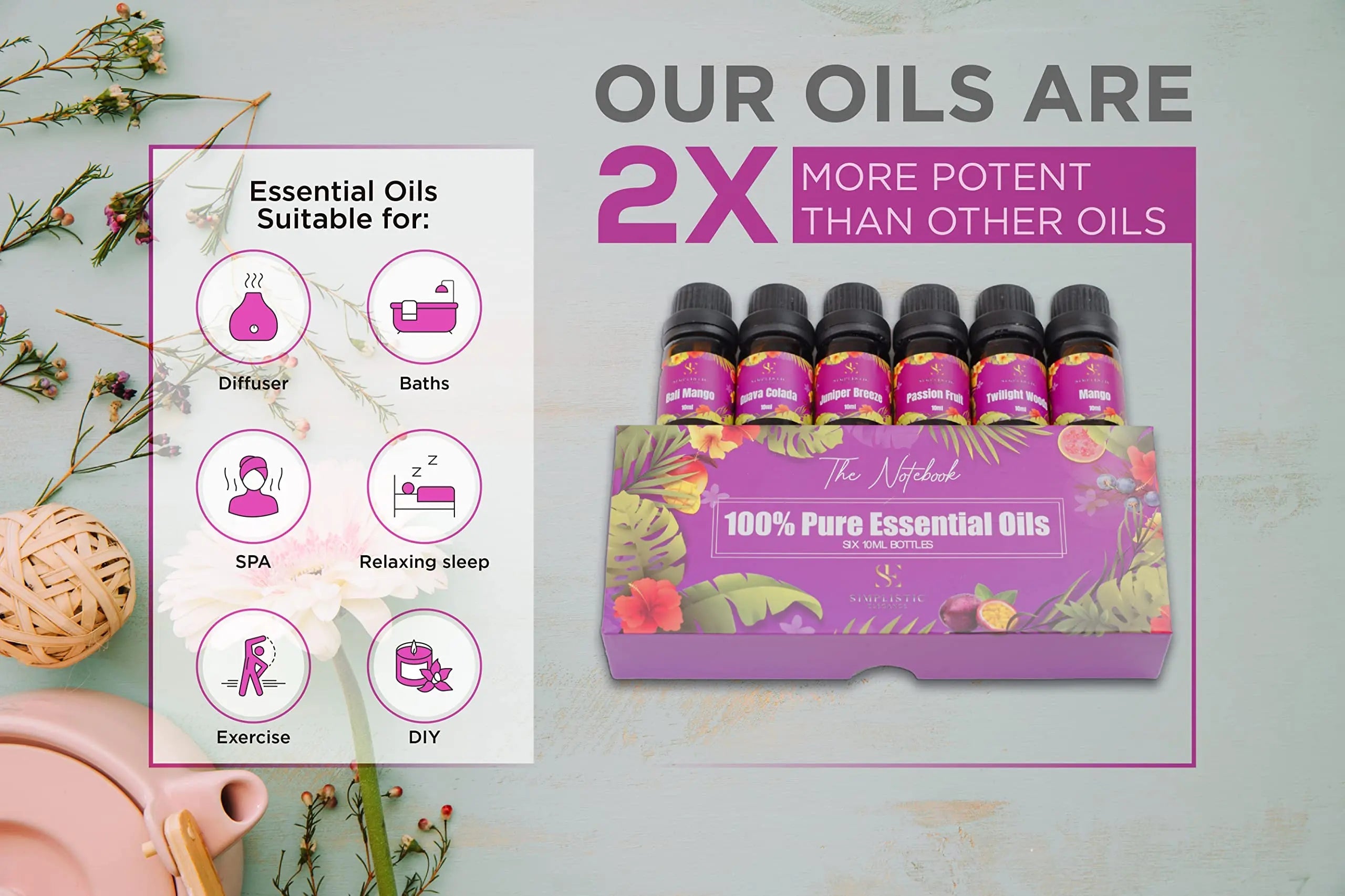 Simplistic Elegance Essential Oils Set - Top 6 Natural Aromatherapy Oils for Diffusers Humidifier Massage Simplistic Elegance Au supplements