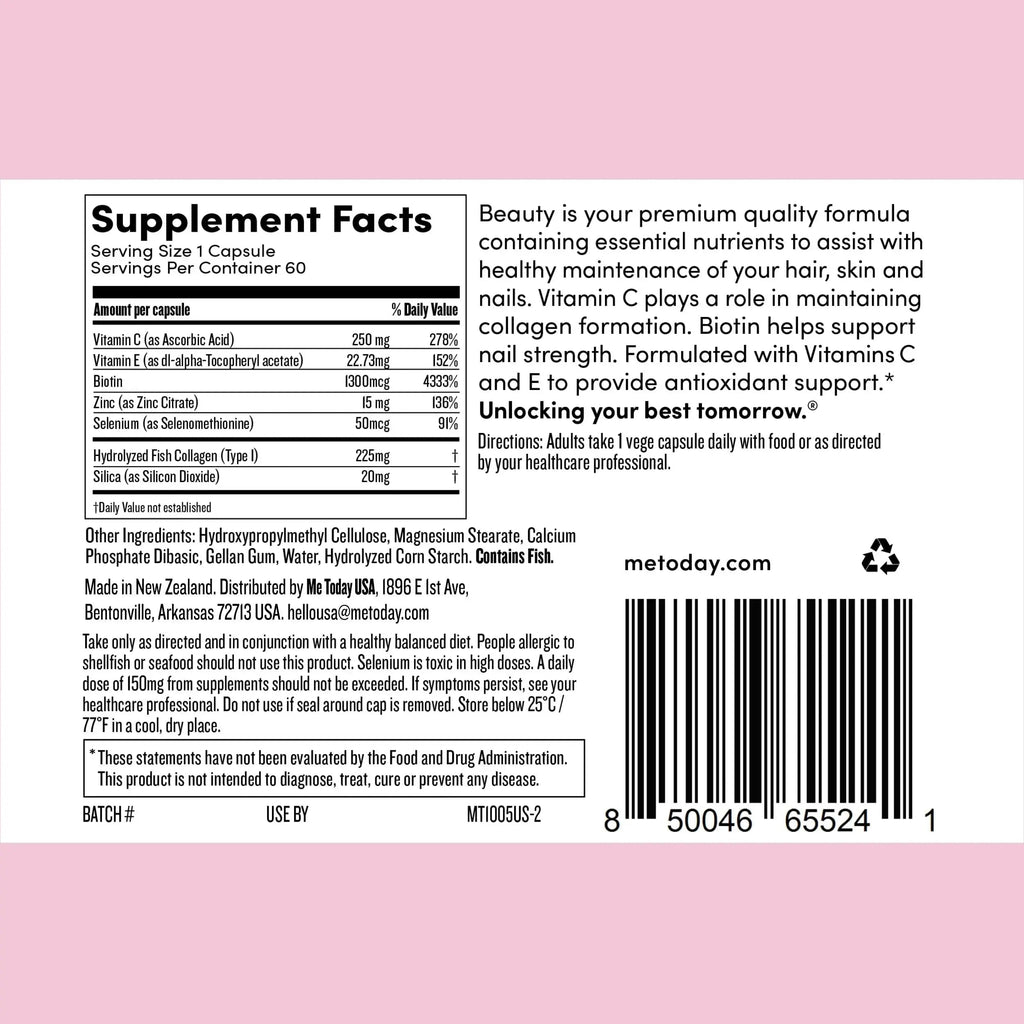 me today Beauty Supplement Hair, Skin and Nails, Vitamins for Women and Men – with Biotin, Collagen, Vitamin C me today Au supplements