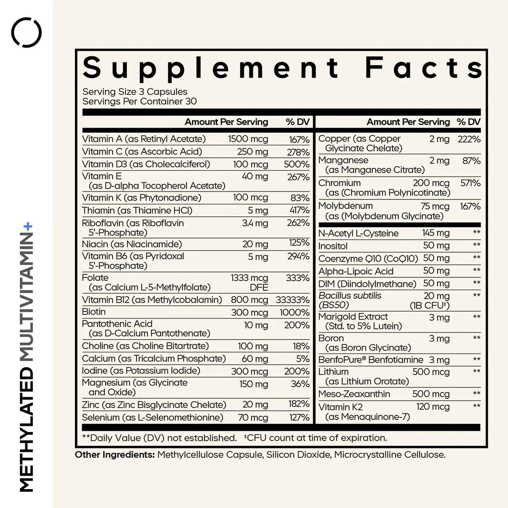 Codeage Methylated Multivitamin Supplement - B-Vitamin, Vitamins A, C, D, E, K2, B12 Methylcobalamin - L-Methylfolate - Magnesium, CoQ10, DIM, Probiotics Codeage Au supplements