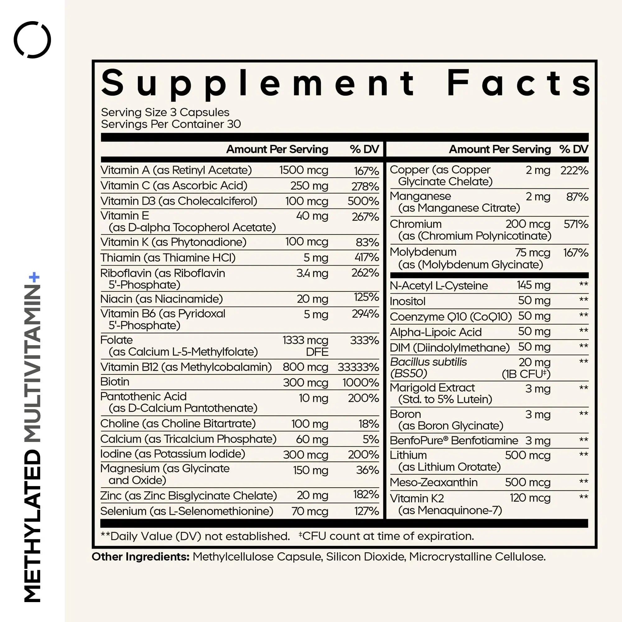 Codeage Methylated Multivitamin Supplement - B-Vitamin, Vitamins A, C, D, E, K2, B12 Methylcobalamin - L-Methylfolate - Magnesium, CoQ10, DIM, Probiotics Codeage Au supplements