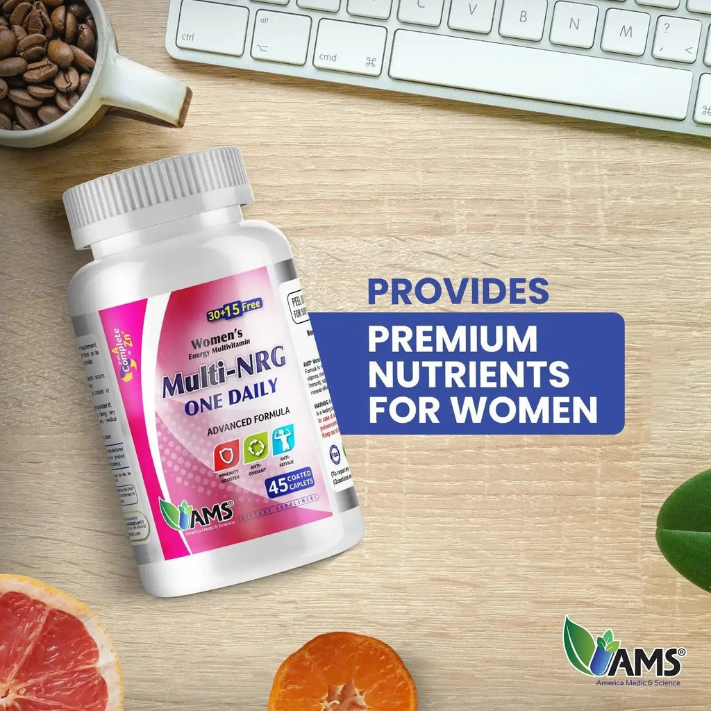 America Medic & Science Multivitamins for Women, Multi-NRG, 45 Coated Caplets, One Daily, Immune Support Supplements, Vitamin C & B Complex America Medic & Science Au supplements
