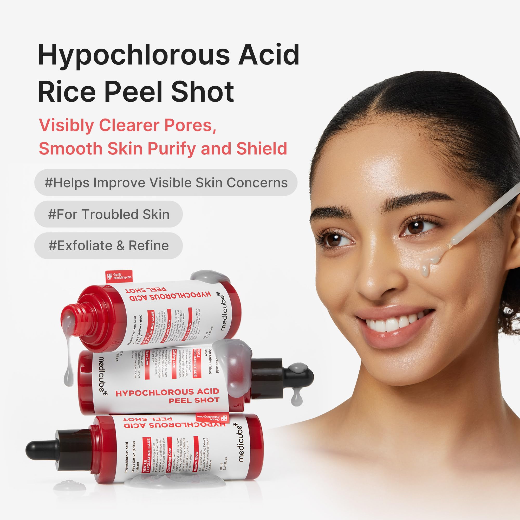 medicube Peel Shot with Hypochlorous Acid | Gentle Exfoliating Serum for Dead Skin Cells & Pores, Blackheads & Excess Sebum Control