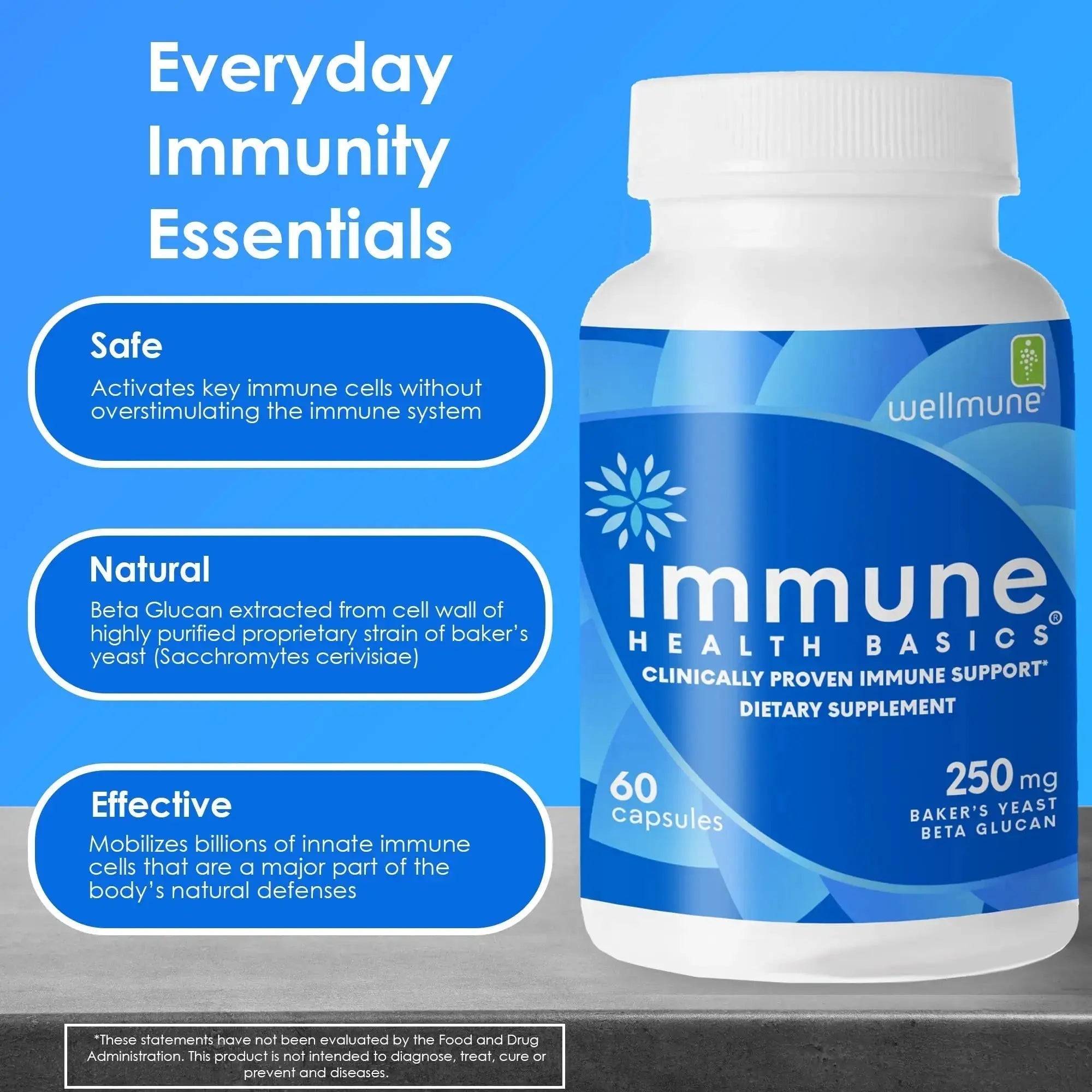 Immune Health Basics Ultra Strength Immunity - Clinically Proven Immune Support - Wellmune Highly Purified Beta Glucan - Gluten-Free, Non-allergenic Immune Health Basics Au supplements