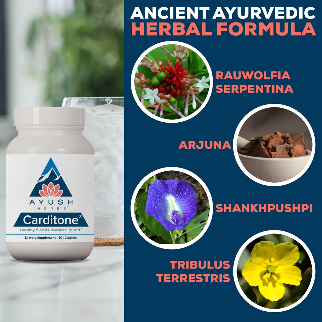 Ayush Herbs Carditone - Natural Heart Health Supplement for Women & Men, BP Formula, Holistic Heart Support with Rauwolfia, Arjuna, Calcium