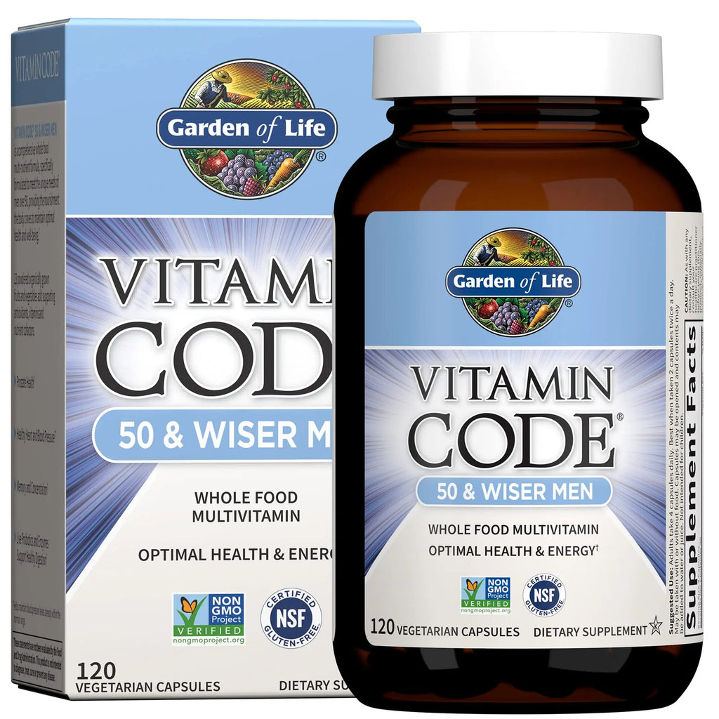 Garden of Life Multivitamin for Men - Vitamin Code 50 & Wiser Men's Raw Whole Food Vitamin Supplement with Probiotics, Vegetarian, 120 Capsules Garden of Life Au supplements