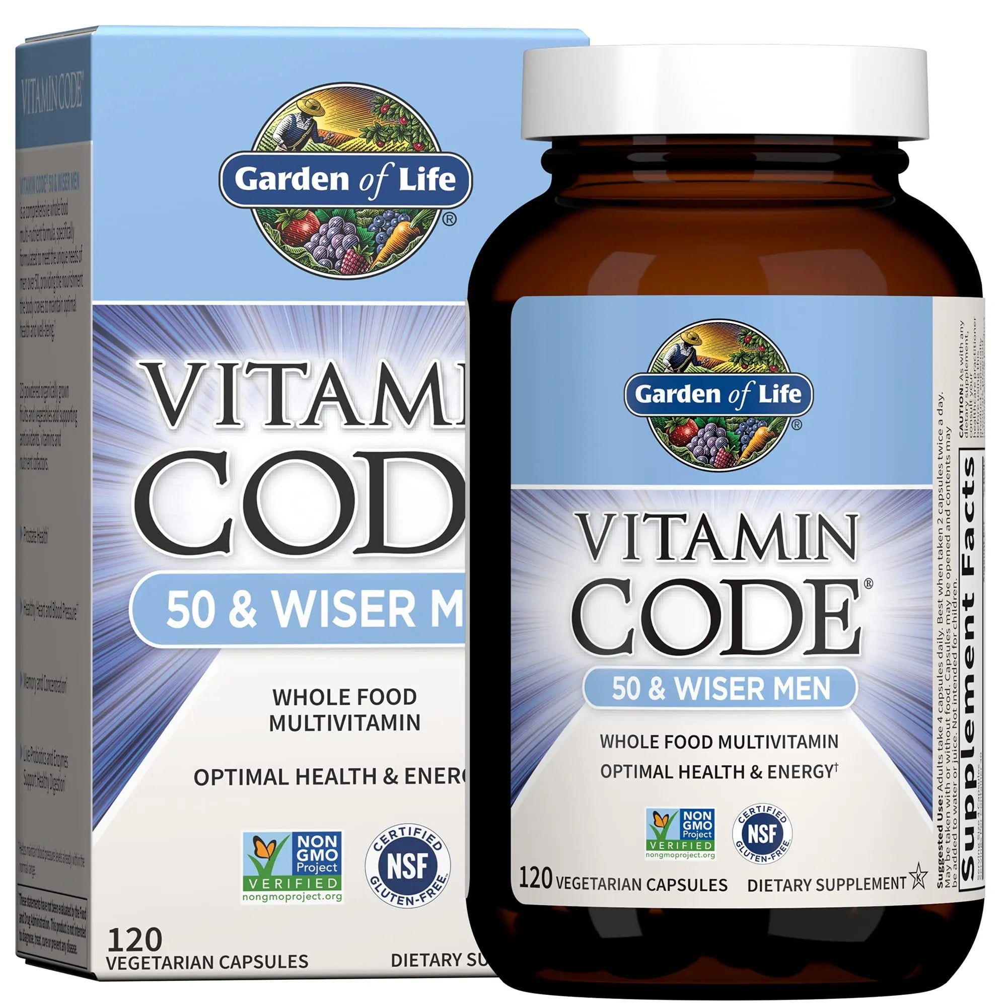 Garden of Life Multivitamin for Men - Vitamin Code 50 & Wiser Men's Raw Whole Food Vitamin Supplement with Probiotics, Vegetarian, 120 Capsules Garden of Life Au supplements