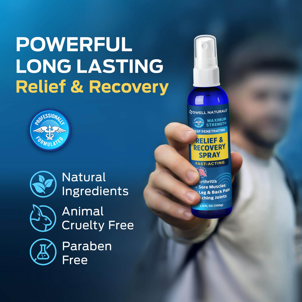OWELL NATURALS Deep Penetrating Pain Relief Liquid Spray, Fast-Acting, Long Lasting, Natural Relief for Muscle Aches, Joint Pain, Stiffness, Quick Dry Formula, 3.5 oz Owell Naturals Au supplements