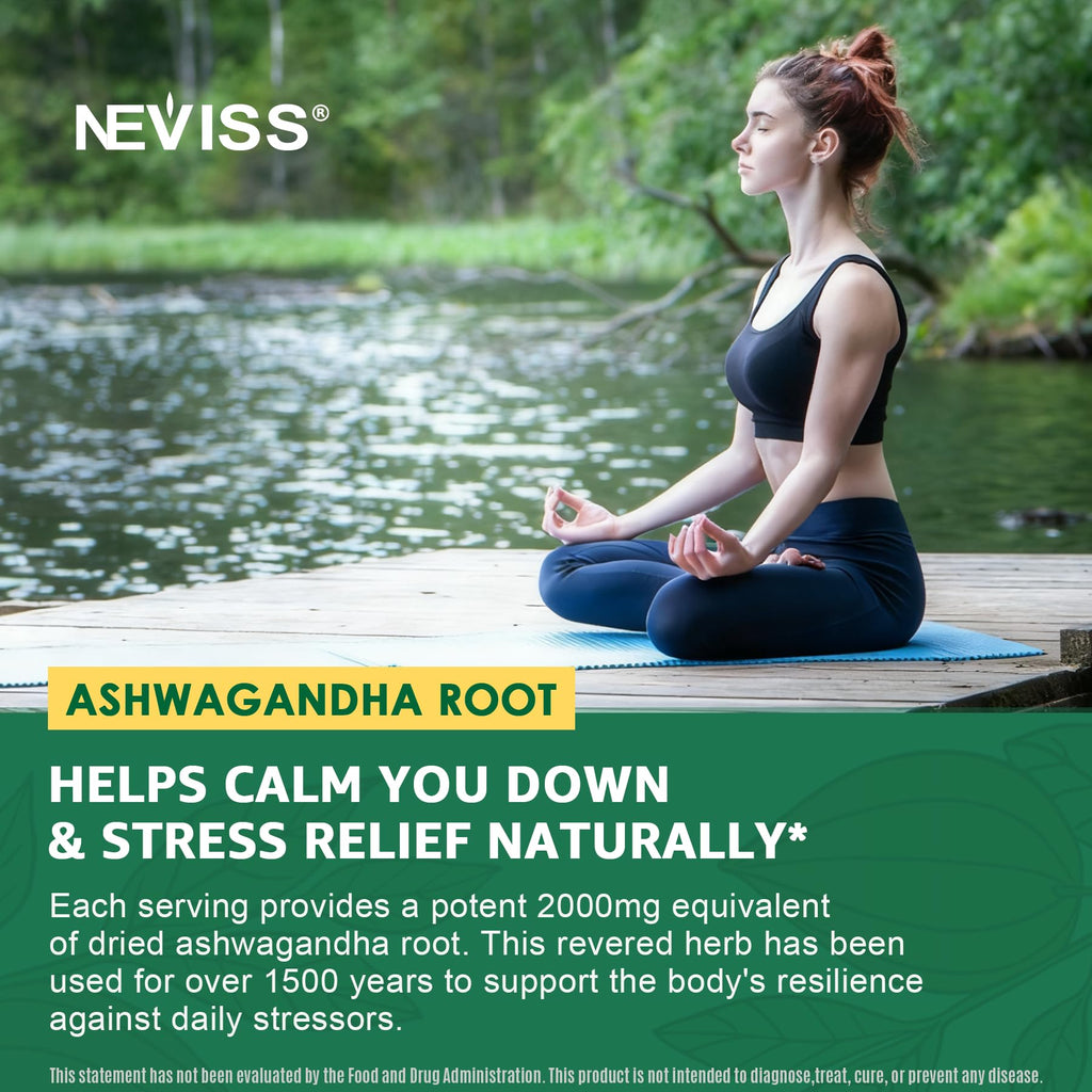 NEVISS Ashwagandha Gummies 2000mg, Feel Refreshed, Plus Proprietary Blend with L-Theanine, 5-HTP, Lemon Balm, Magnesium for Calm, Zzzs & Relaxation Support, 120 Count NEVISS Au supplements