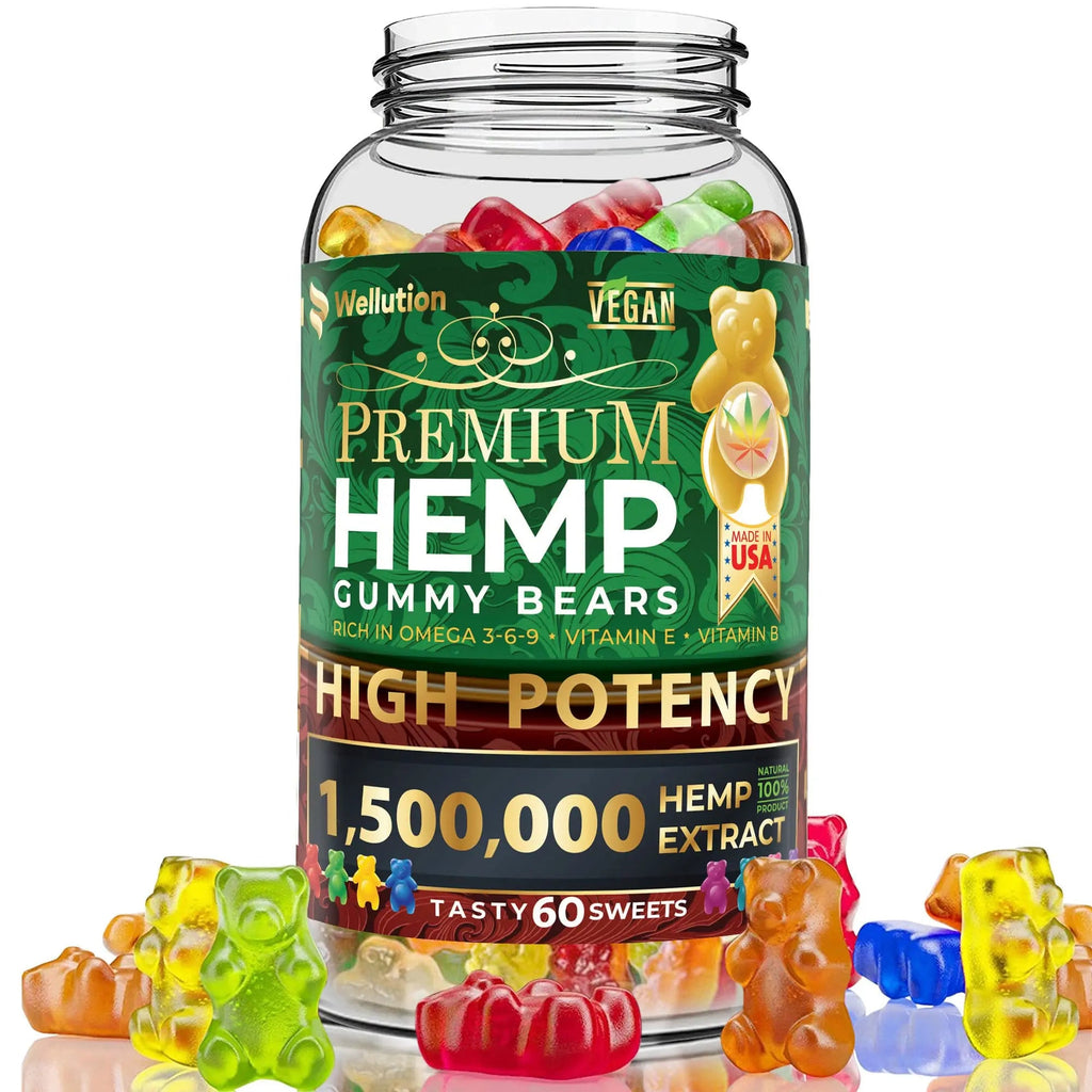 Wellution Hemp Gummies 1,500,000 XXL High Potency - Fruity Gummy Bear with Hemp Oil Wellution Au supplements