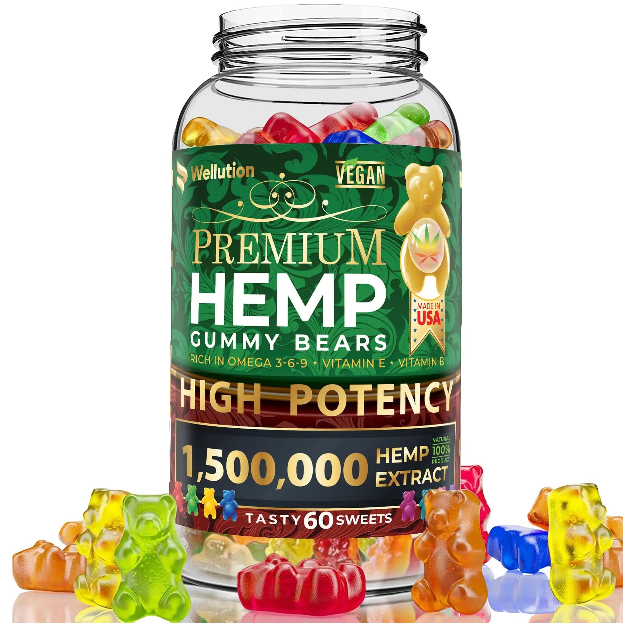 Wellution Hemp Gummies 1,500,000 XXL High Potency - Fruity Gummy Bear with Hemp Oil Wellution Au supplements