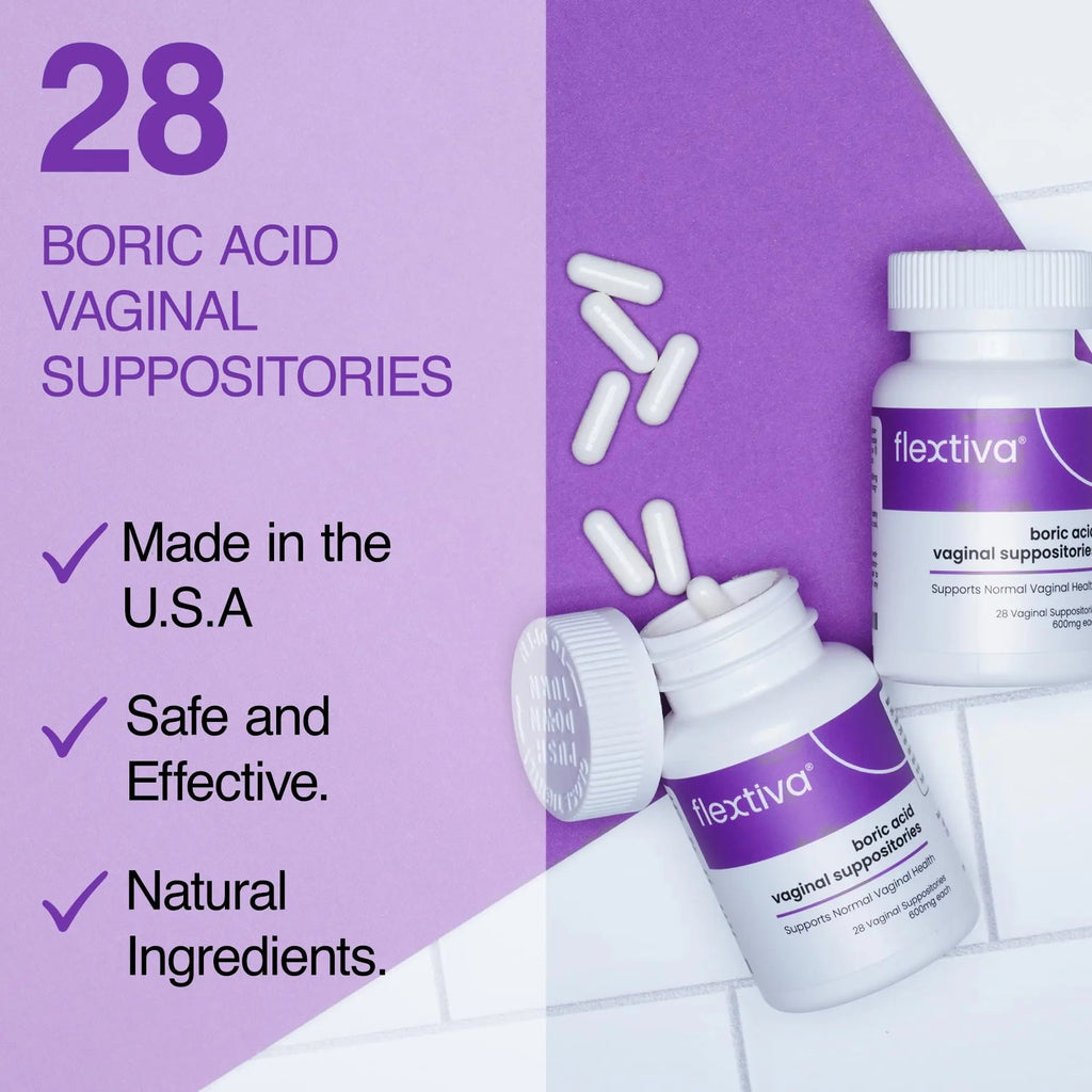 Flextiva Boric Acid Vaginal Suppositories - Boric Acid Pills for Women - Vaginal Health pH Balance for Women Flextiva Au supplements