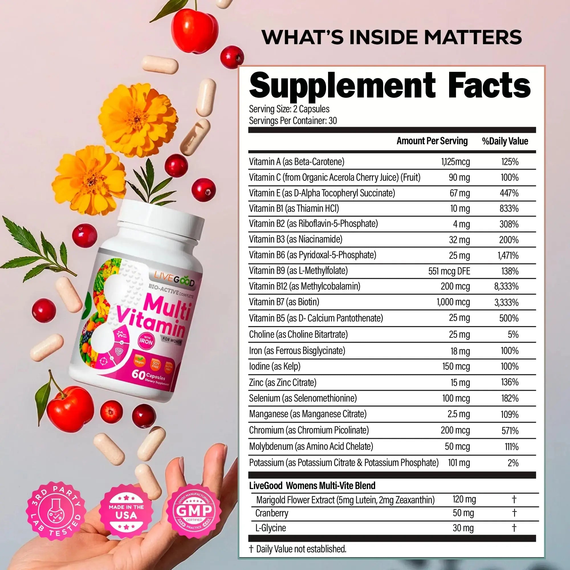LIVEGOOD Bio-Active Complete Multivitamin for Women with Iron, Daily Women’s Multi with 24 Essential Vitamins and Minerals LIVEGOOD Au supplements