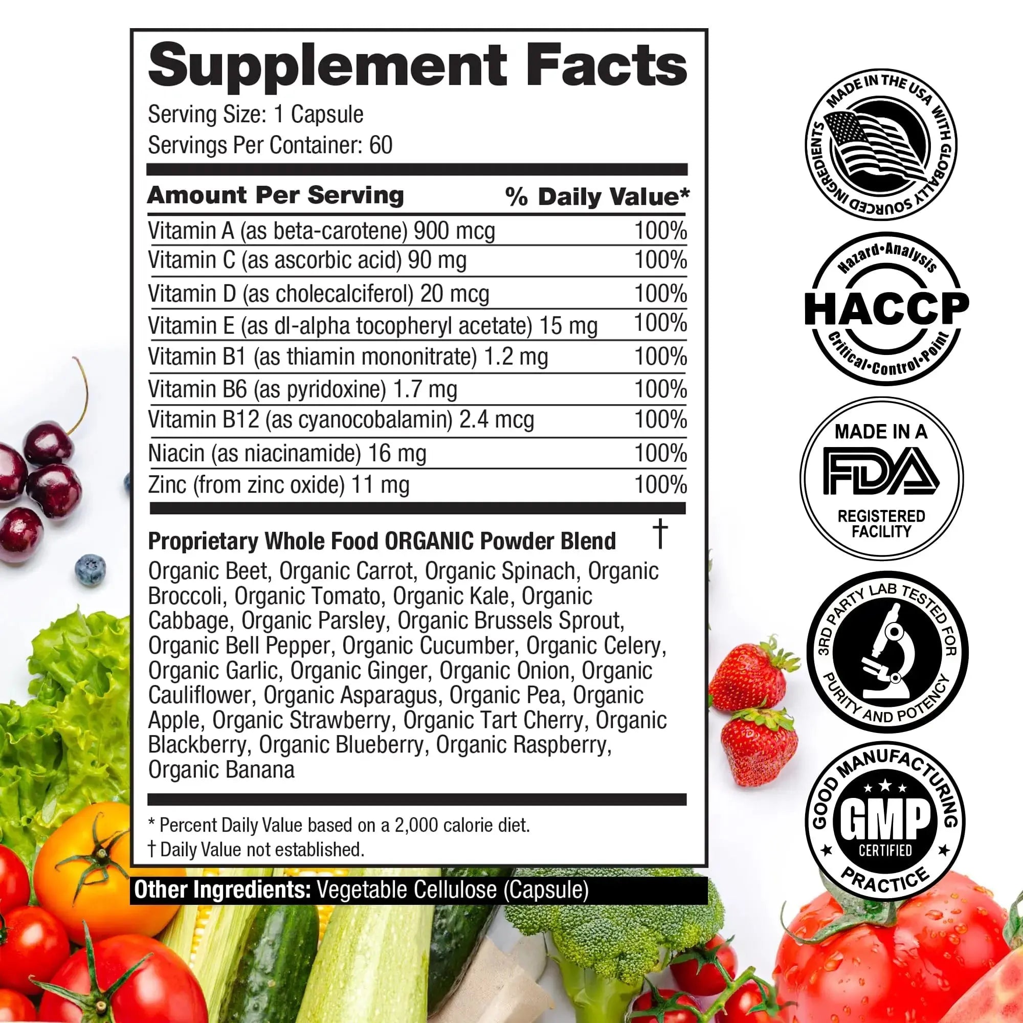 FeelGood Superfoods Vita Fruits and Veggies Capsules - 25 Superfood Ingredients, Fruit and Vegetable Multivitamin, 60 Count FeelGood Superfoods Au supplements