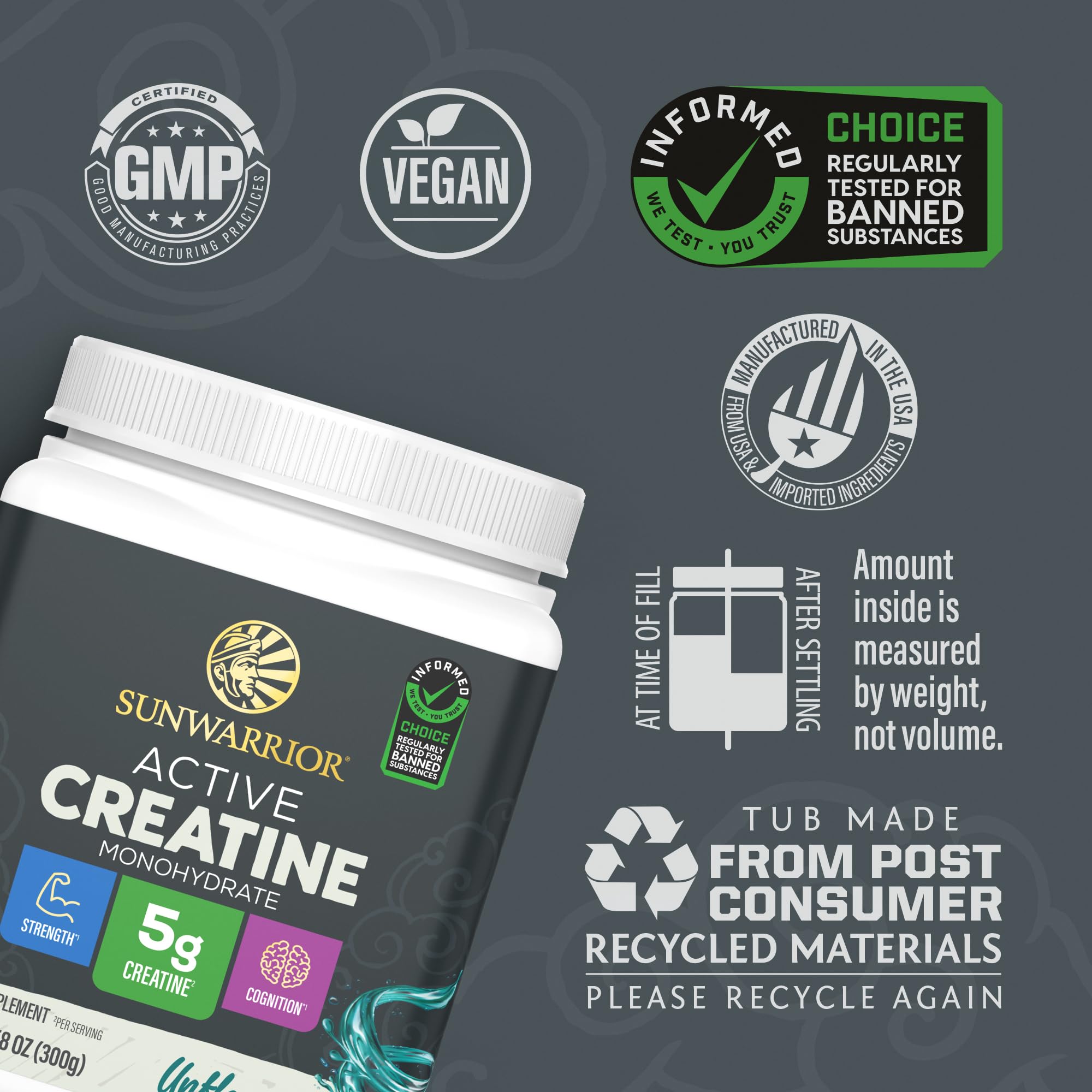 Creatine Monohydrate Powder Micronized PreWorkout Recovery Supplement | Support Muscle Building Strength Training Cognition | Vegan & Keto Friendly Easily Mixes
