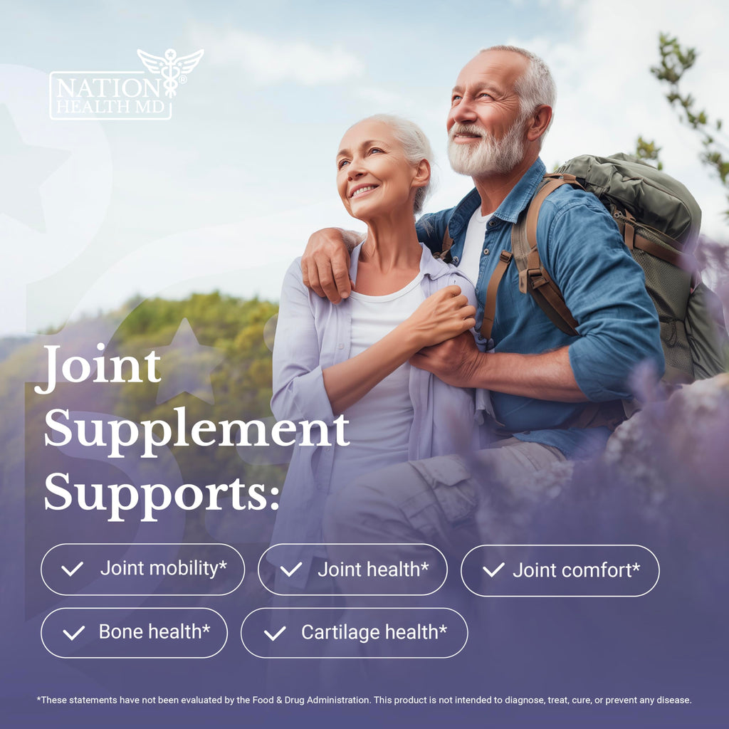 NATION HEALTH MD Joint Complex - Joint & Cartilage Health - Joint Support Supplement with Calcium, NEM Eggshell Membrane, Boswellia Serrata - Knee Supplements for Men & Women, 60 Capsules NATION HEALTH MD Au supplements