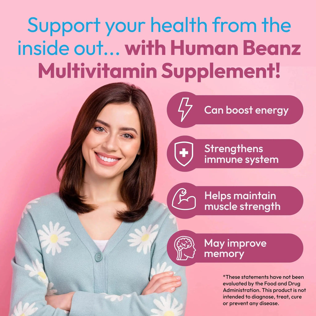Human Beanz Multivitamin Jelly Bean Gummies with Zinc for Men and Women, Immune Support Dietary Supplements for Adults, Vegetarian Human Beanz Au supplements