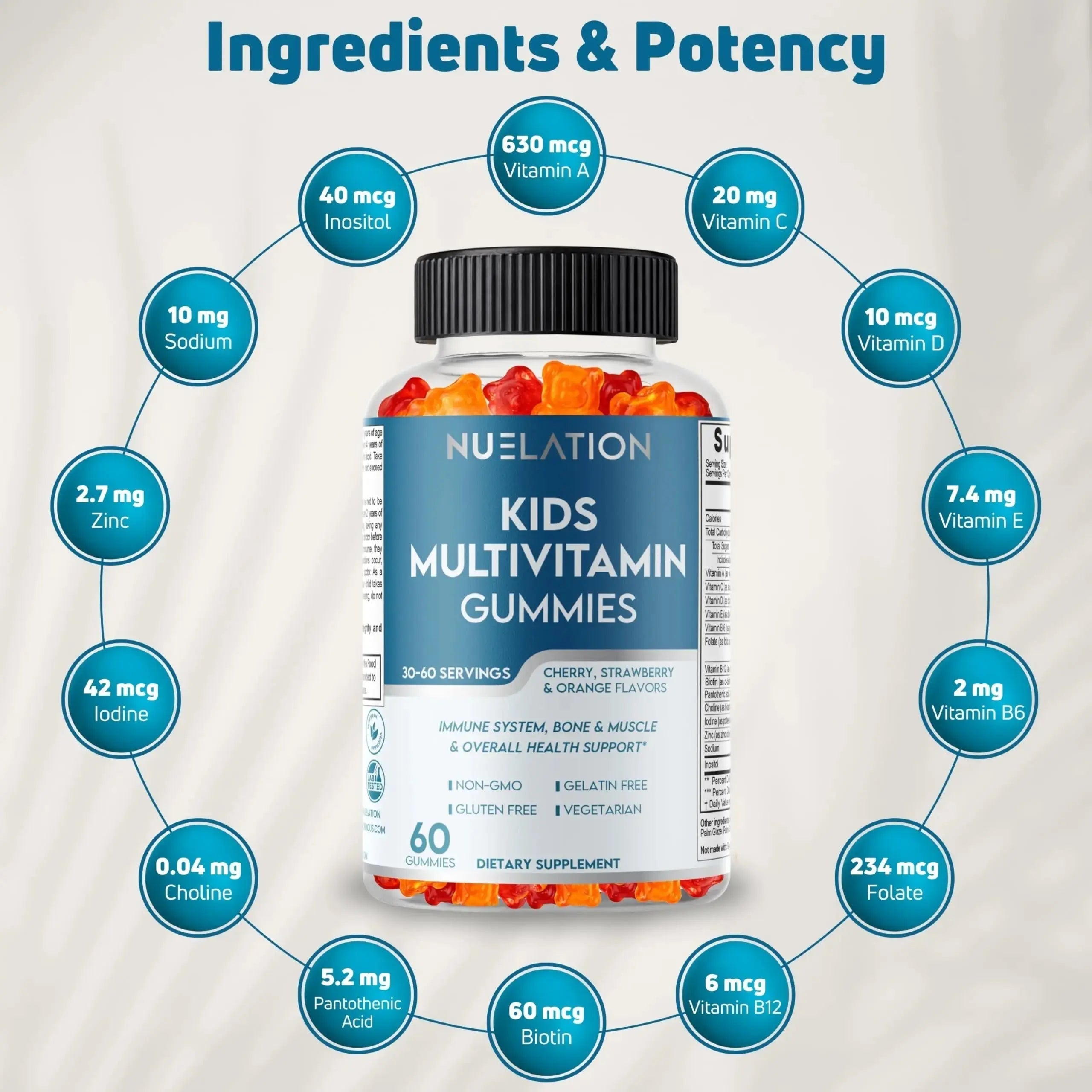 NUELATION Kids Multivitamin Gummies, 30-60 Day Supply with 14 Essential Kids Vitamins & Minerals. Toddler Vitamins for Overall Wellness. Non-GMO, Gelatin-Free, Gluten-Free, Vegetarian Children Vitamin NUELATION Au supplements