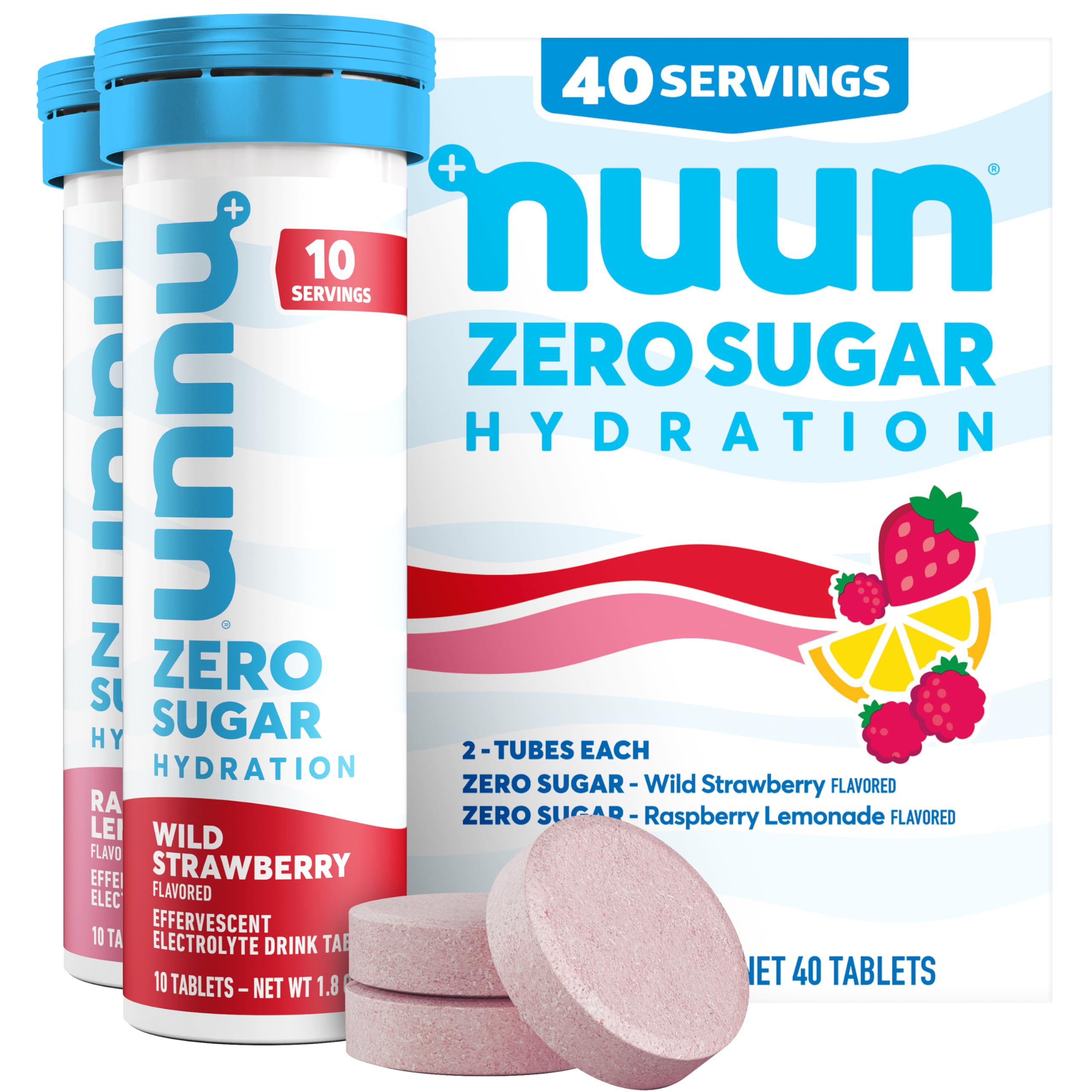Nuun Zero Sugar Hydration Electrolyte Tablets - Magnesium, Calcium, Potassium, Chloride & Sodium, Light & Delicious Fruit Flavors, No Sugar, Gluten Free, Vegan