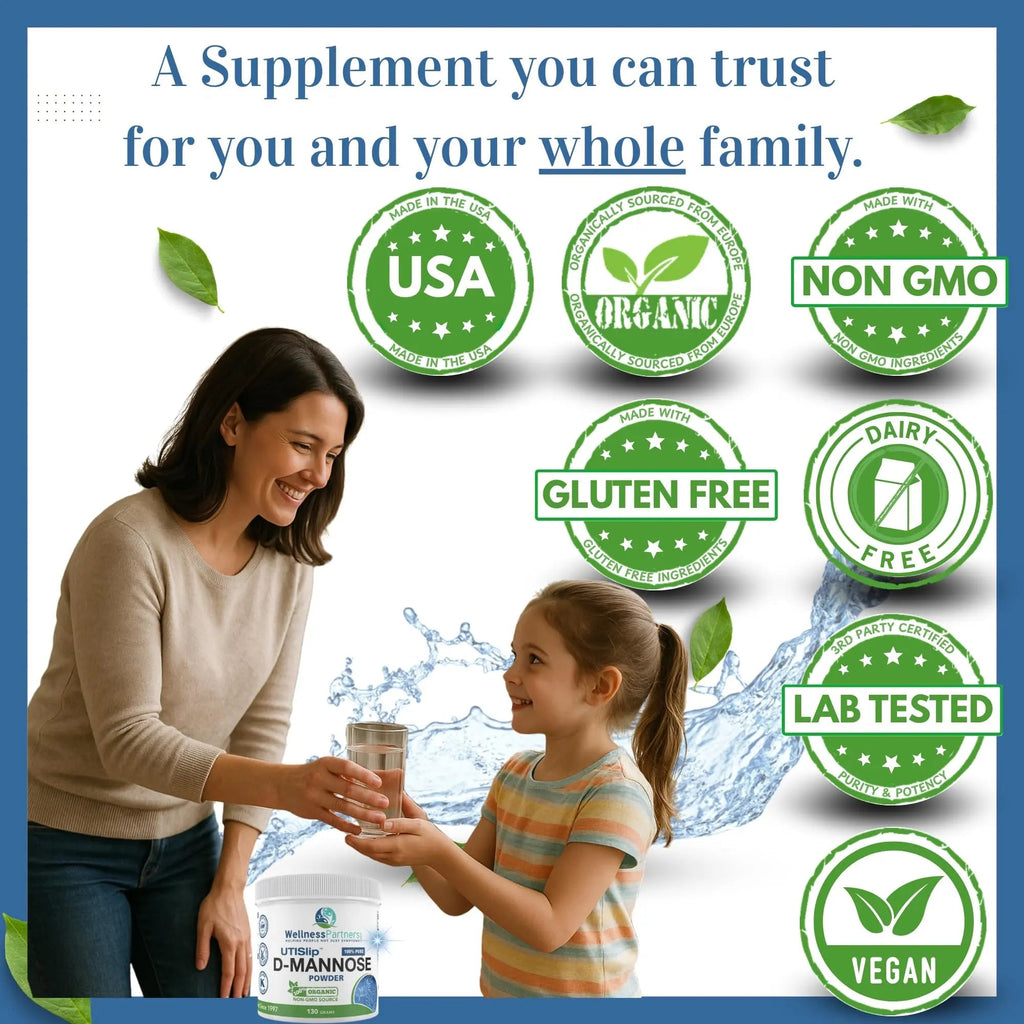 Now New UTI-Slip D Mannose Non GMO Organic Source Powder 130g jar. WellnessPartners Au supplements