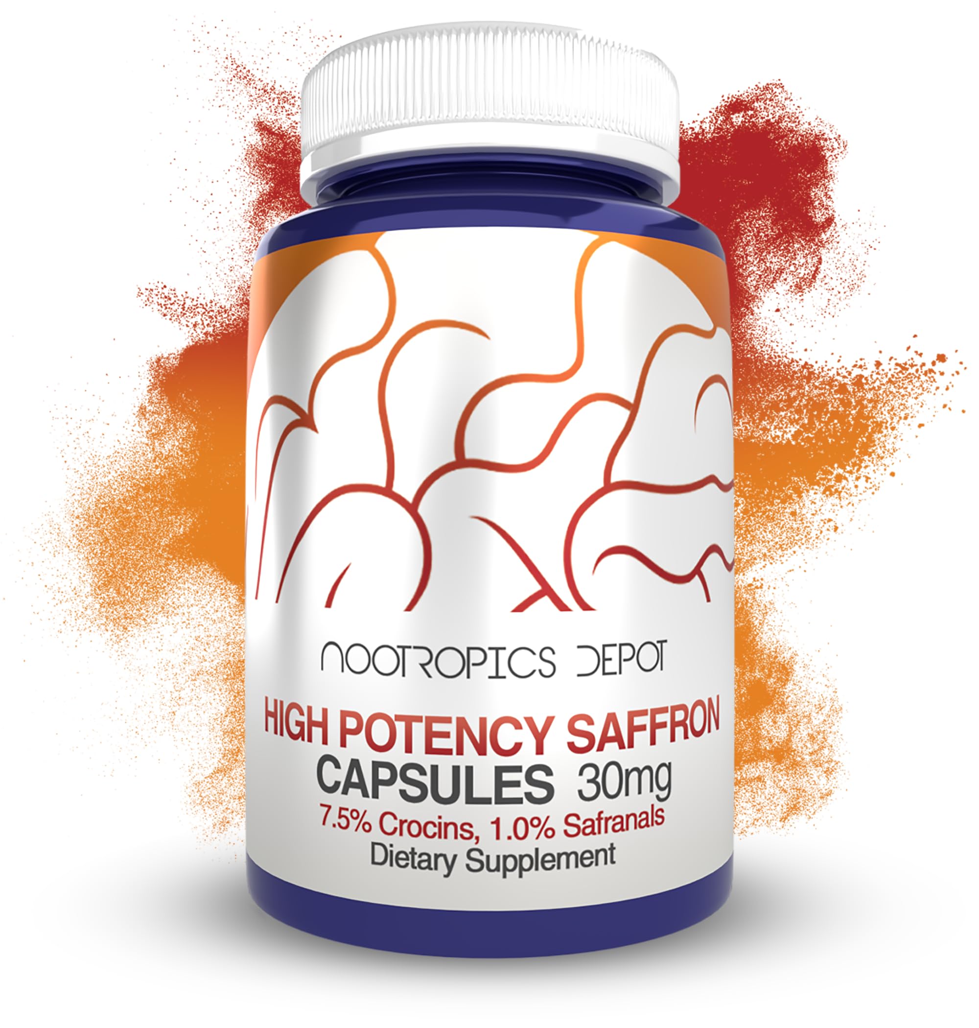 Nootropics Depot High Potency Saffron Extract Capsules | 30mg | Minimum 7.5% Crocins and 1% Safranals | Crocus sativus | 60 ct Nootropics Depot Au supplements