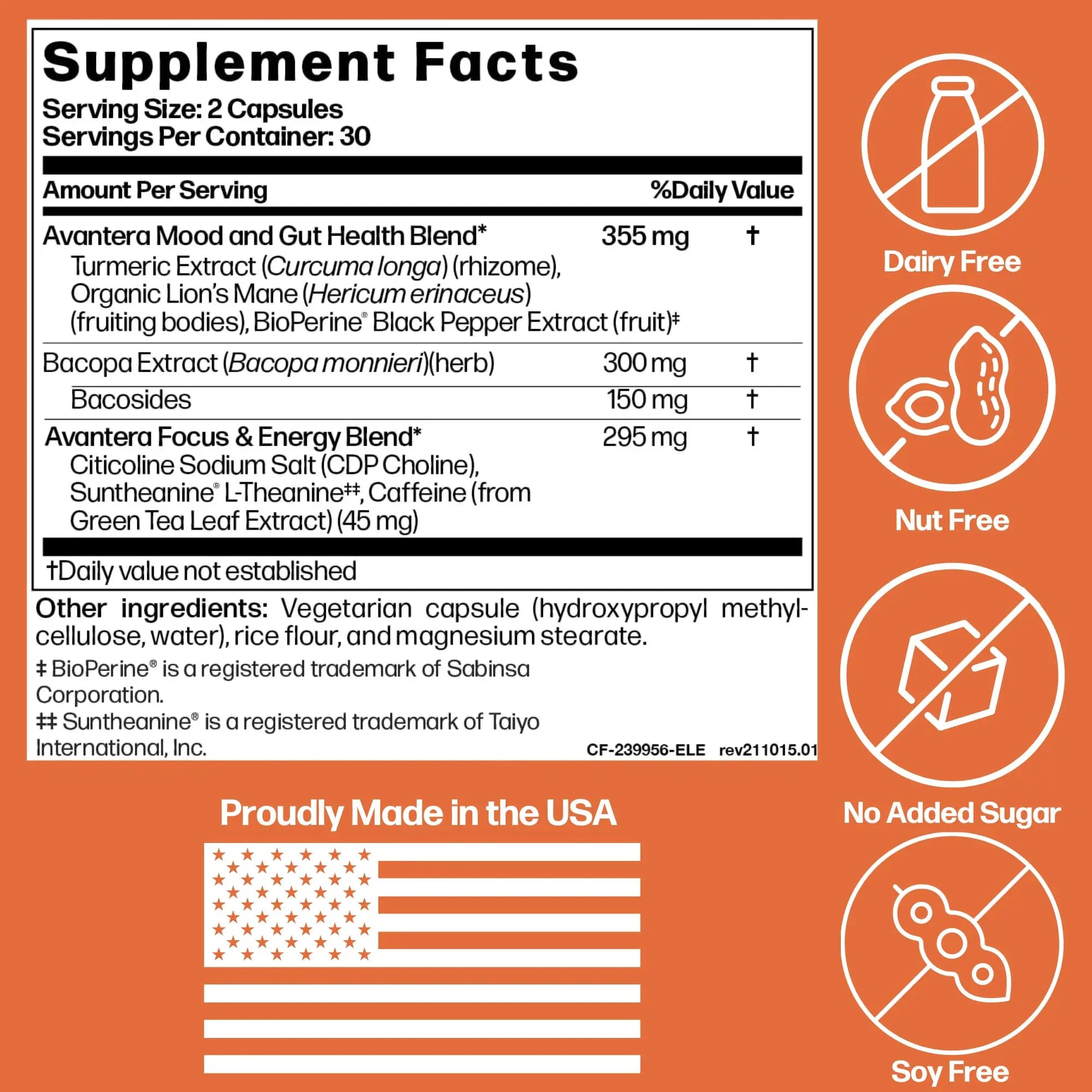 Avantera Premium Nootropic, Elevate | Energy, Focus, Mood, & Gut Health | 30 Day Supply Avantera Au supplements