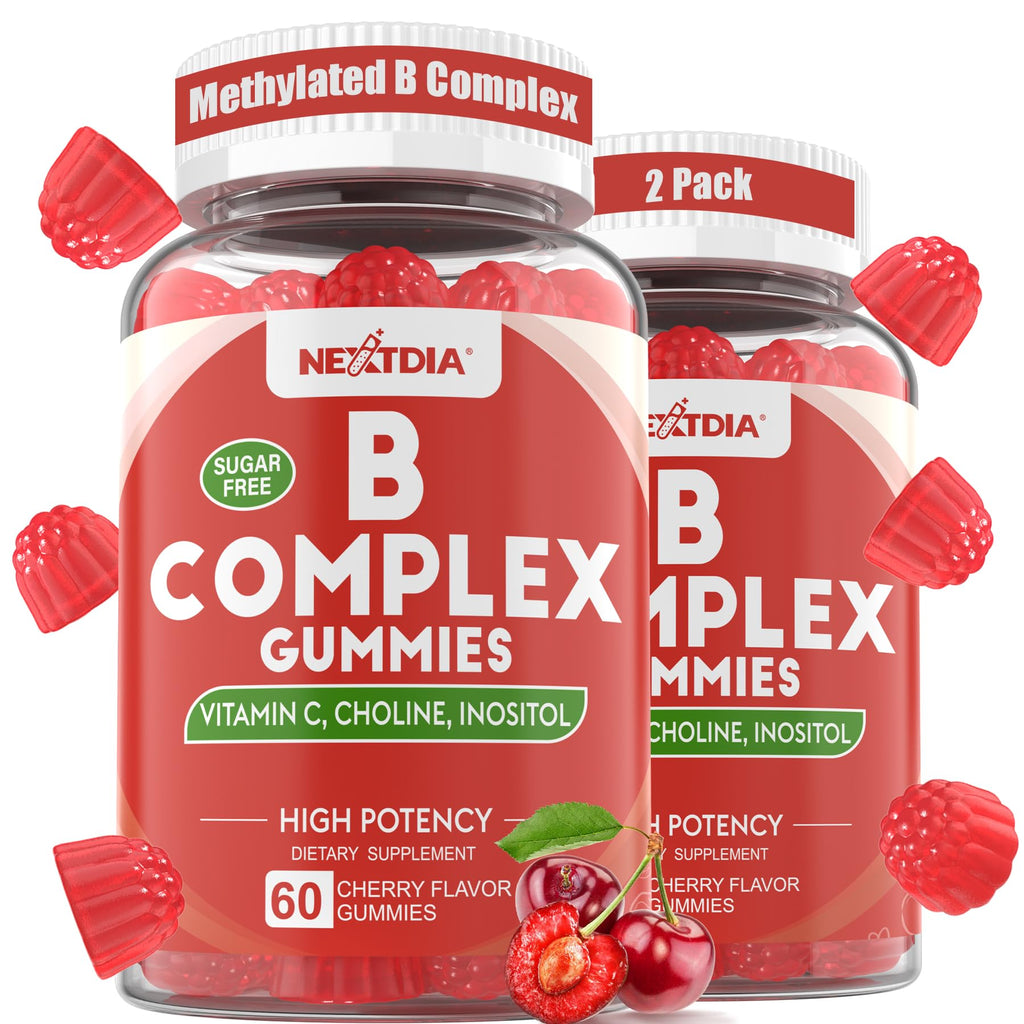 Methylated Vitamin B Complex Gummies 2 Pack, Methyl B12 & Folate with B1, B2, B3, B5, Biotin | Vitamin C, Zinc, Choline & Inositol – B Complex Supplement for Energy