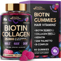Biotin Gummies with Collagen - Hair Growth Support Skin, & Nail Strength - for Women & Men - Biotin 10000mcg | Keratin | Hyaluronic Acid | B-Complex | Saw Palmetto