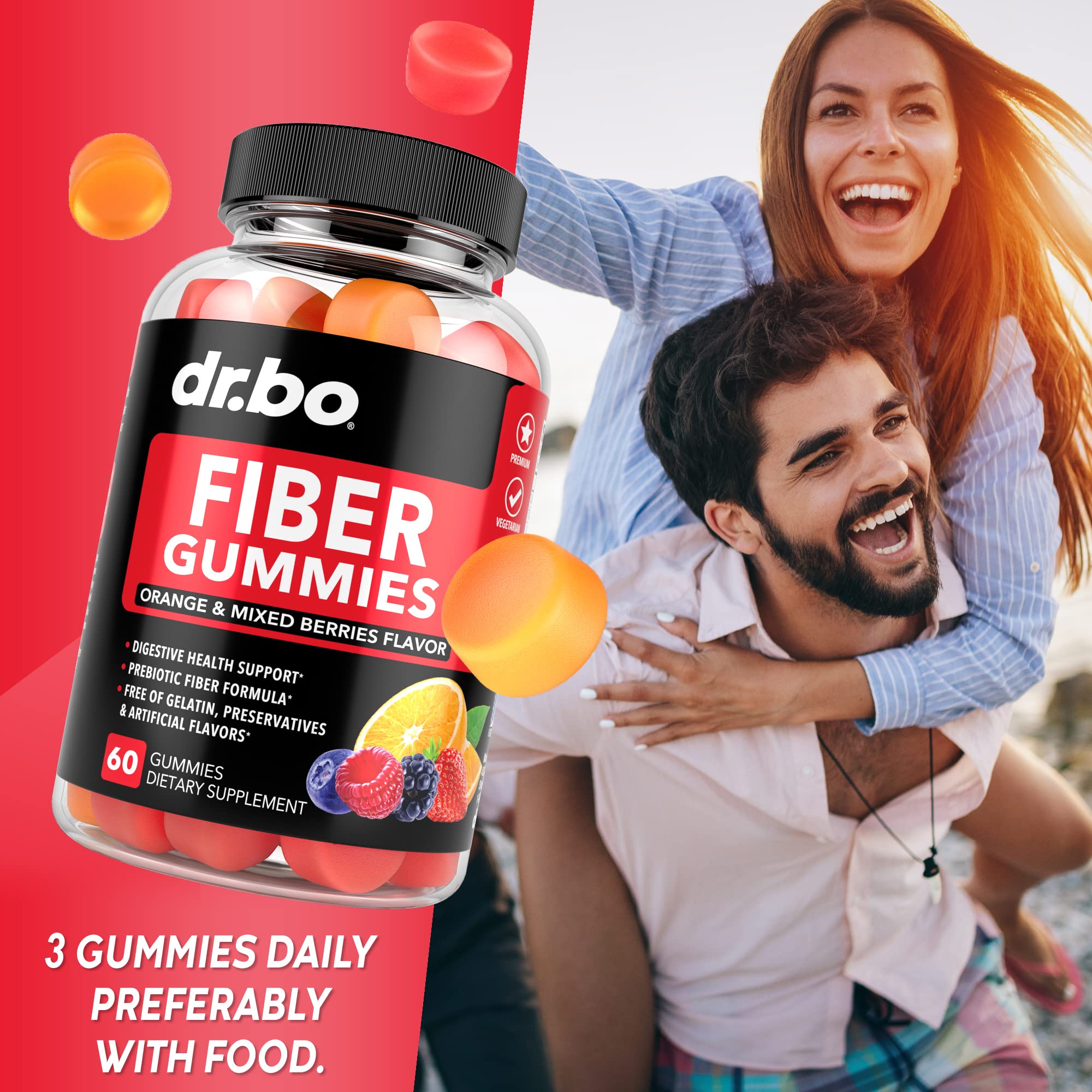 Fiber Gummies for Adults & Kids - Tasty Gummy Prebiotic Fiber Supplement, Max Digestive