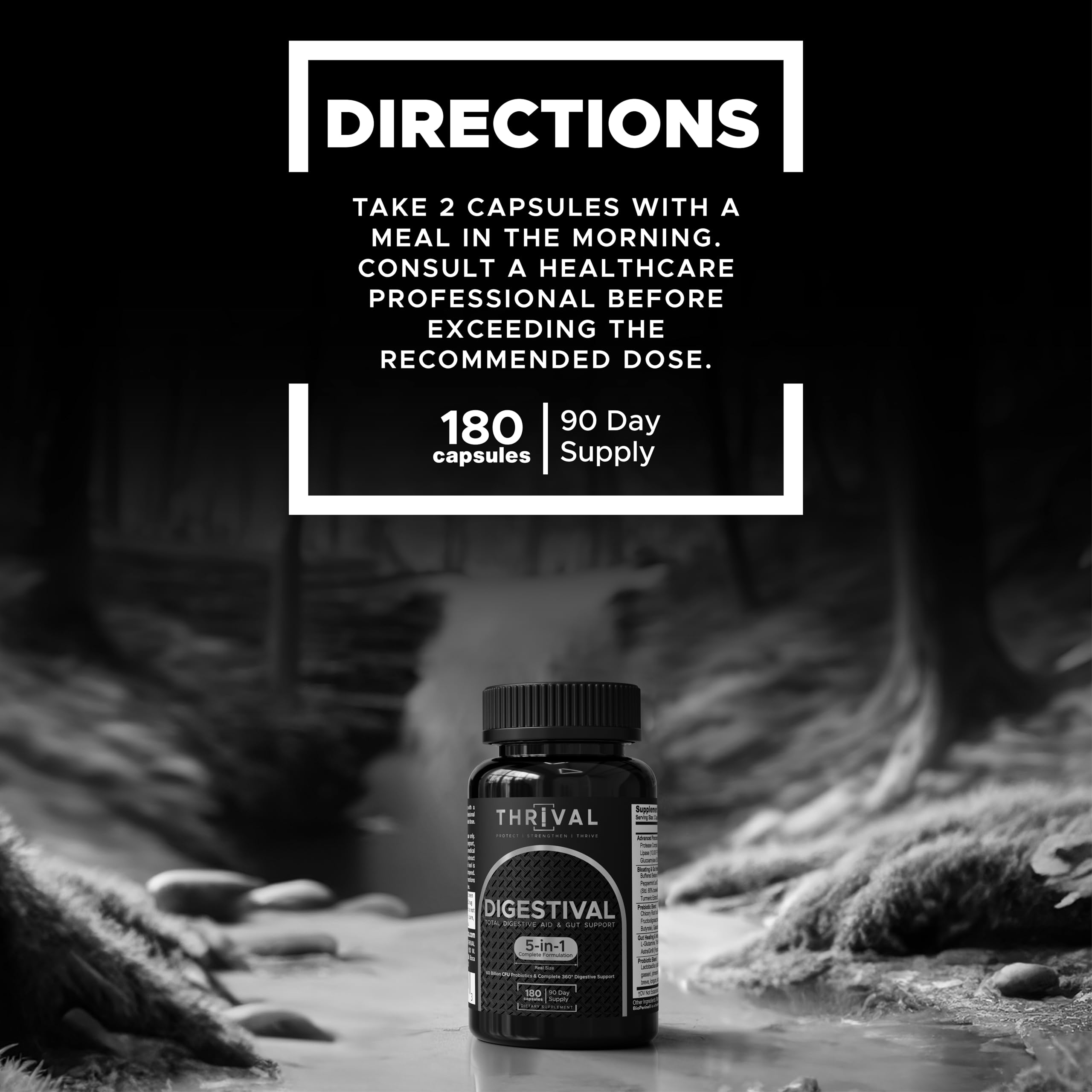 DIGESTIVAL 5-in-1 Gut Health Formula: Probiotics, Prebiotics, Enzymes, Gut Healing & Bloat Relief with 53 Ingredients, 60 Billion CFU, and Advanced Support for IBS,
